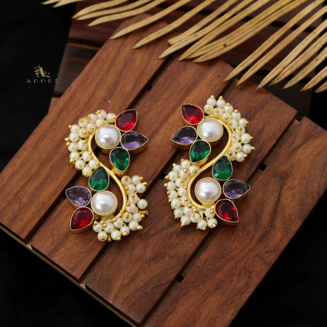 Glossy Flora Clustered Pearl Earring - Image 2
