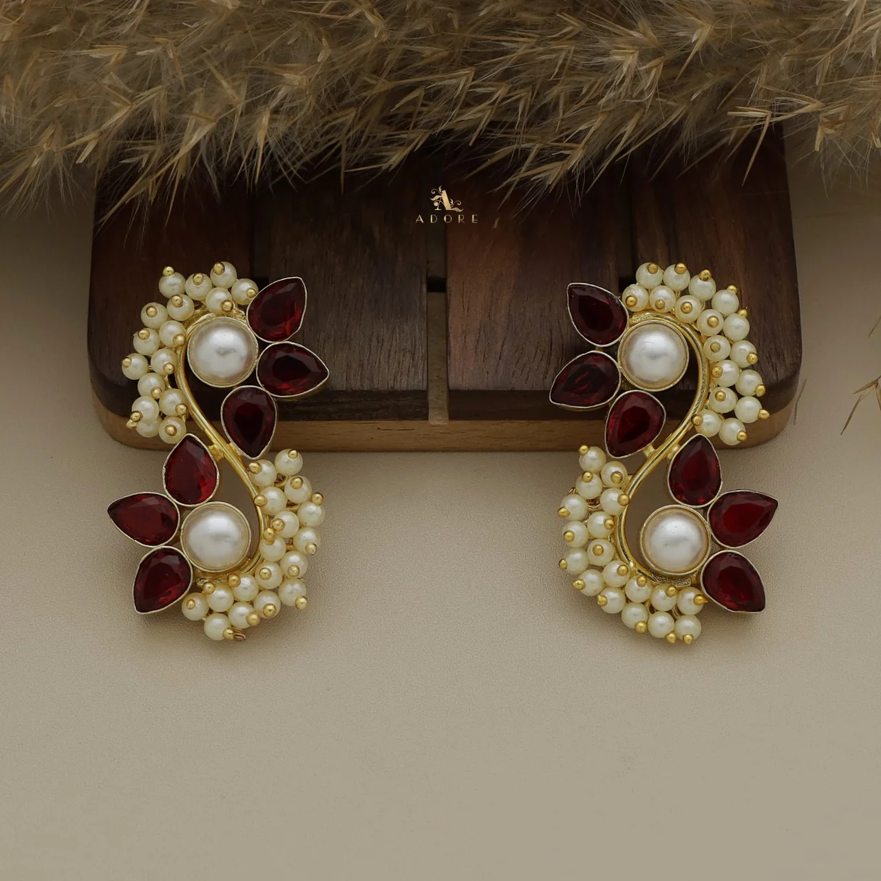 Glossy Flora Clustered Pearl Earring - Image 3