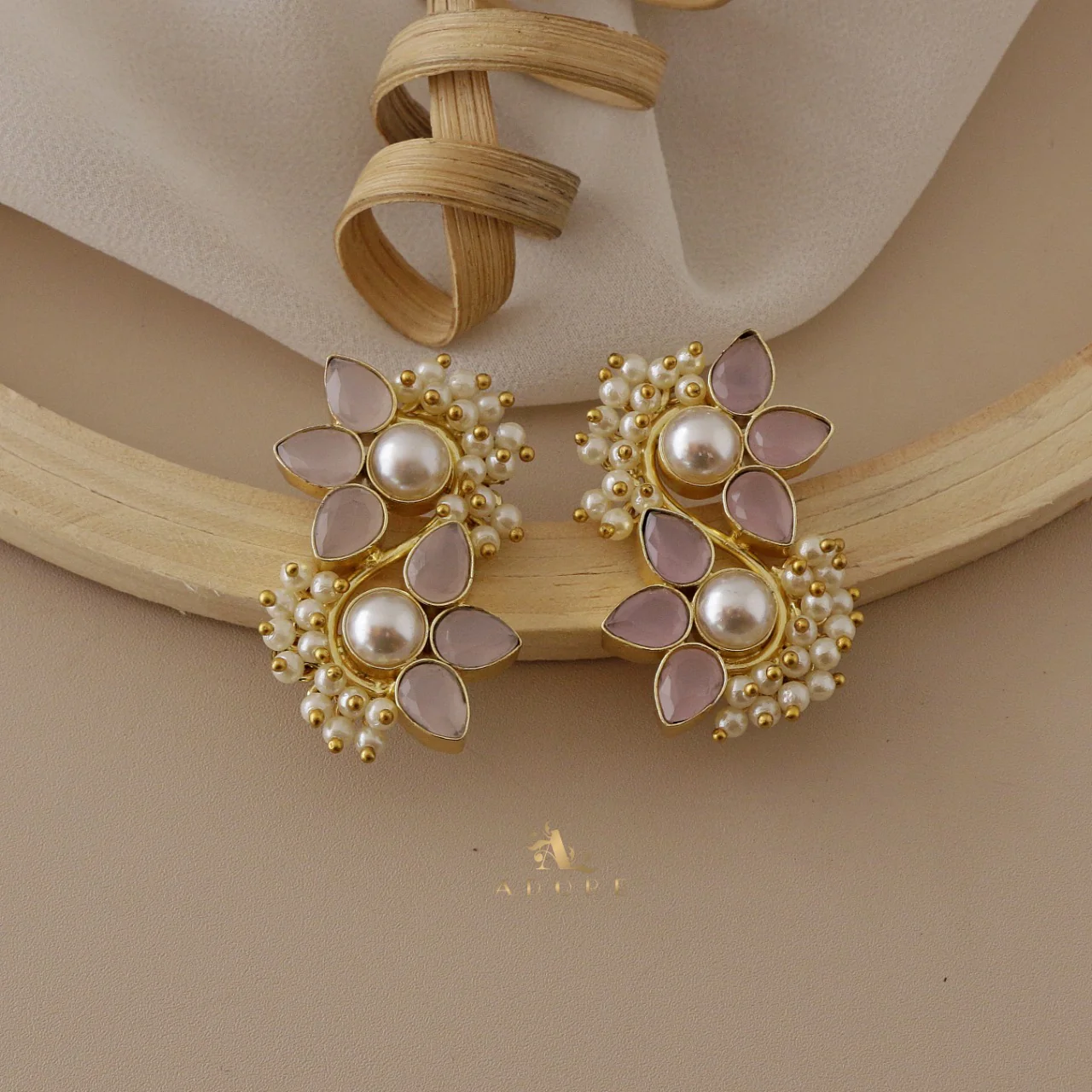 Glossy Flora Clustered Pearl Earring - Image 8
