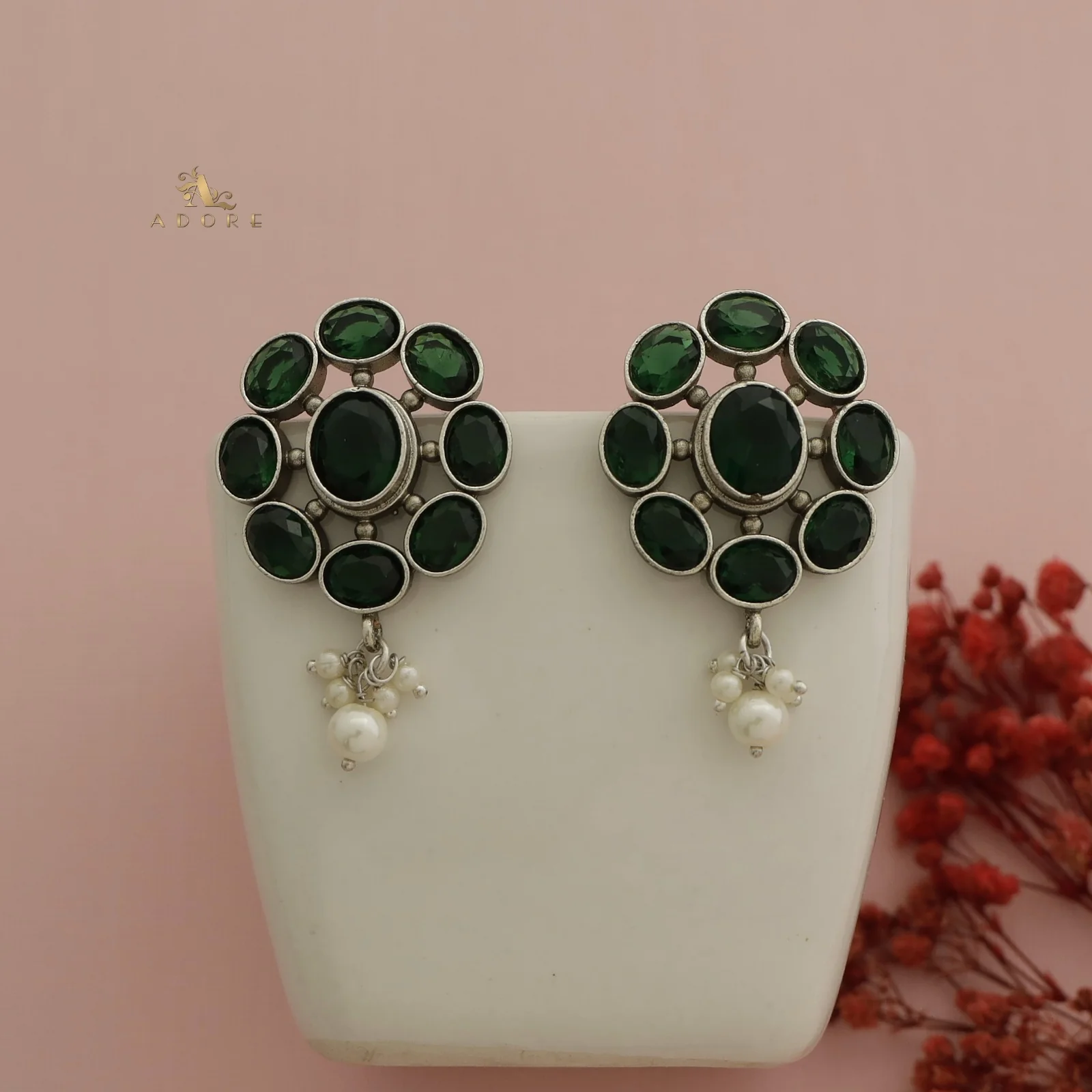 Glossy Flower Chakra Pearl Earring - Image 4