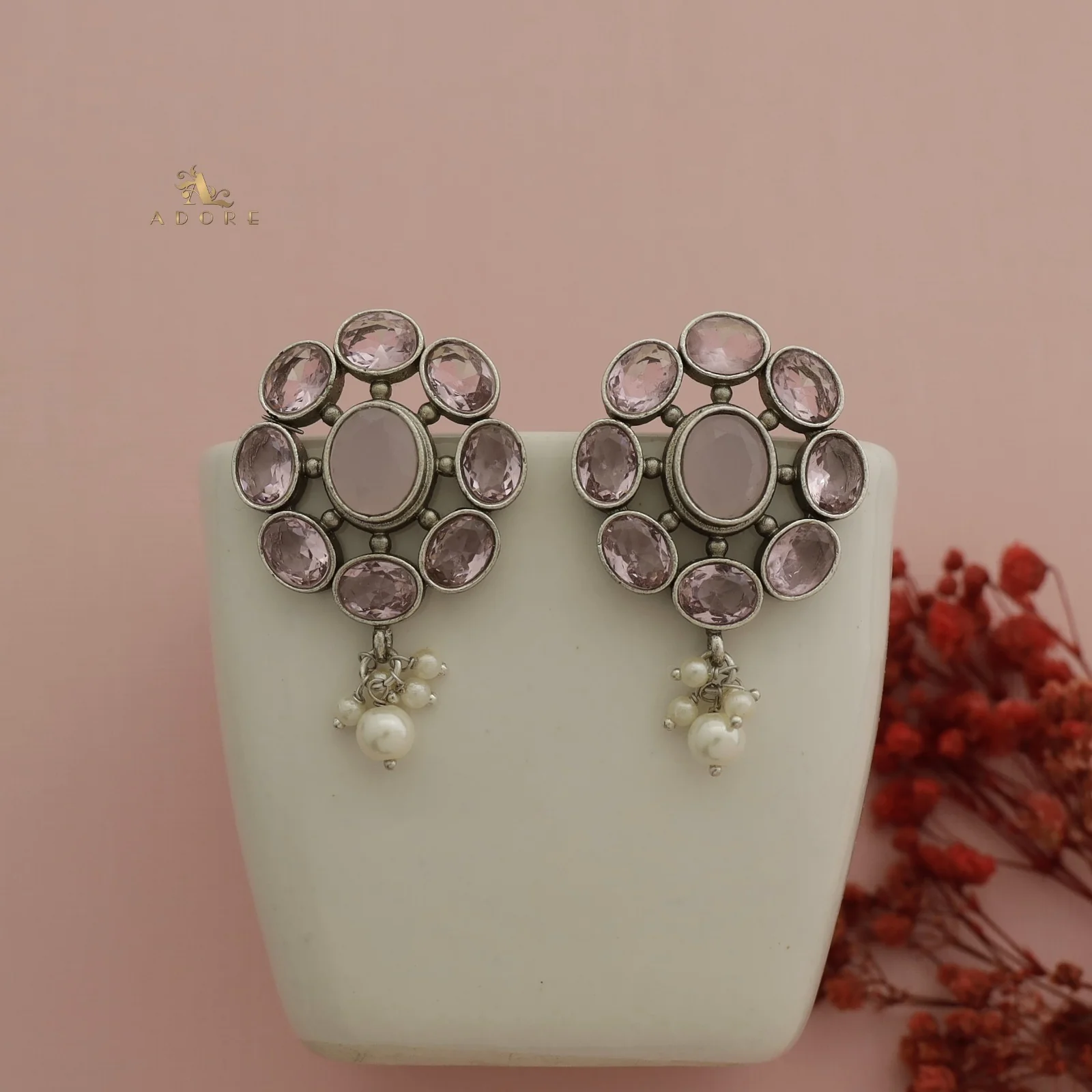 Glossy Flower Chakra Pearl Earring - Image 5
