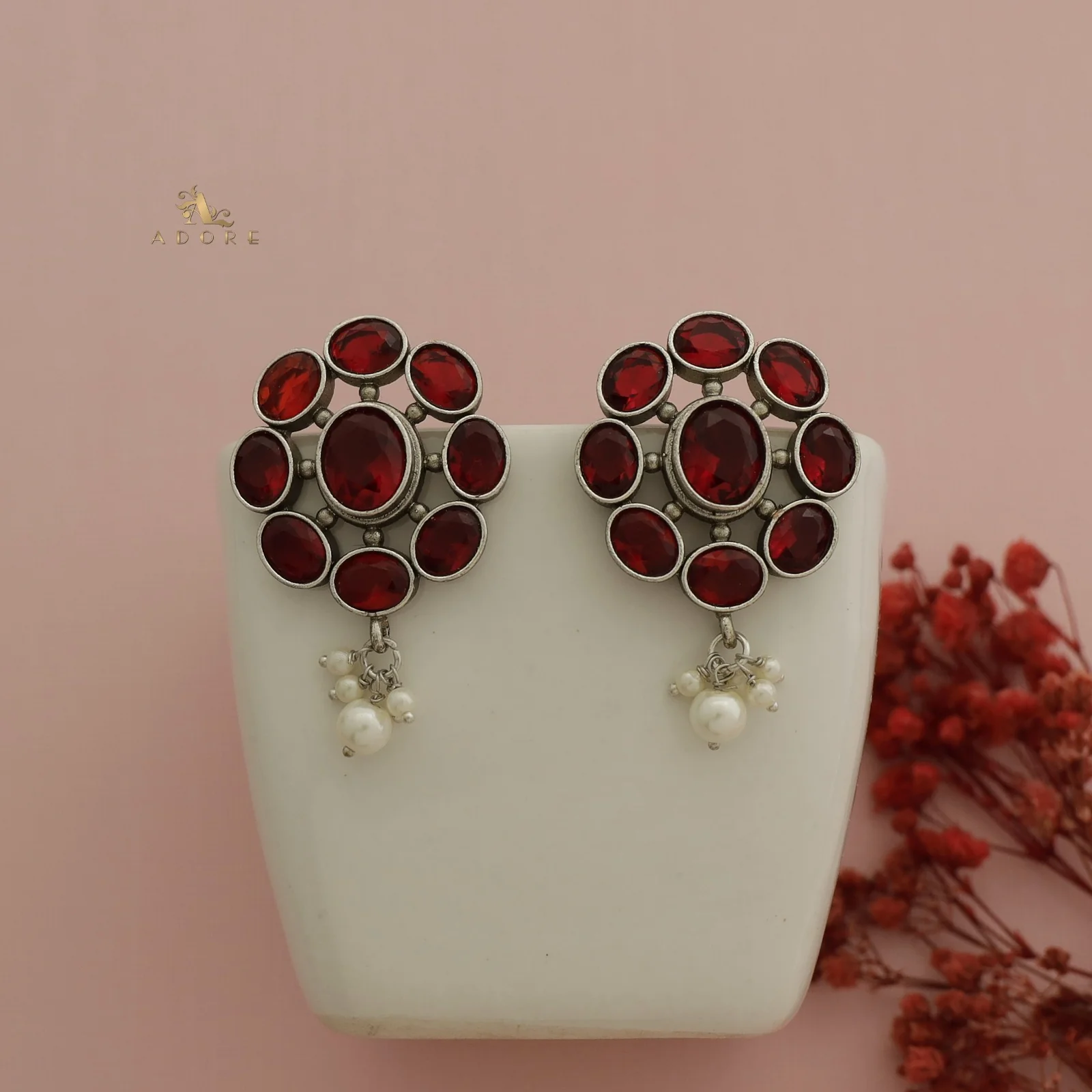 Glossy Flower Chakra Pearl Earring - Image 6