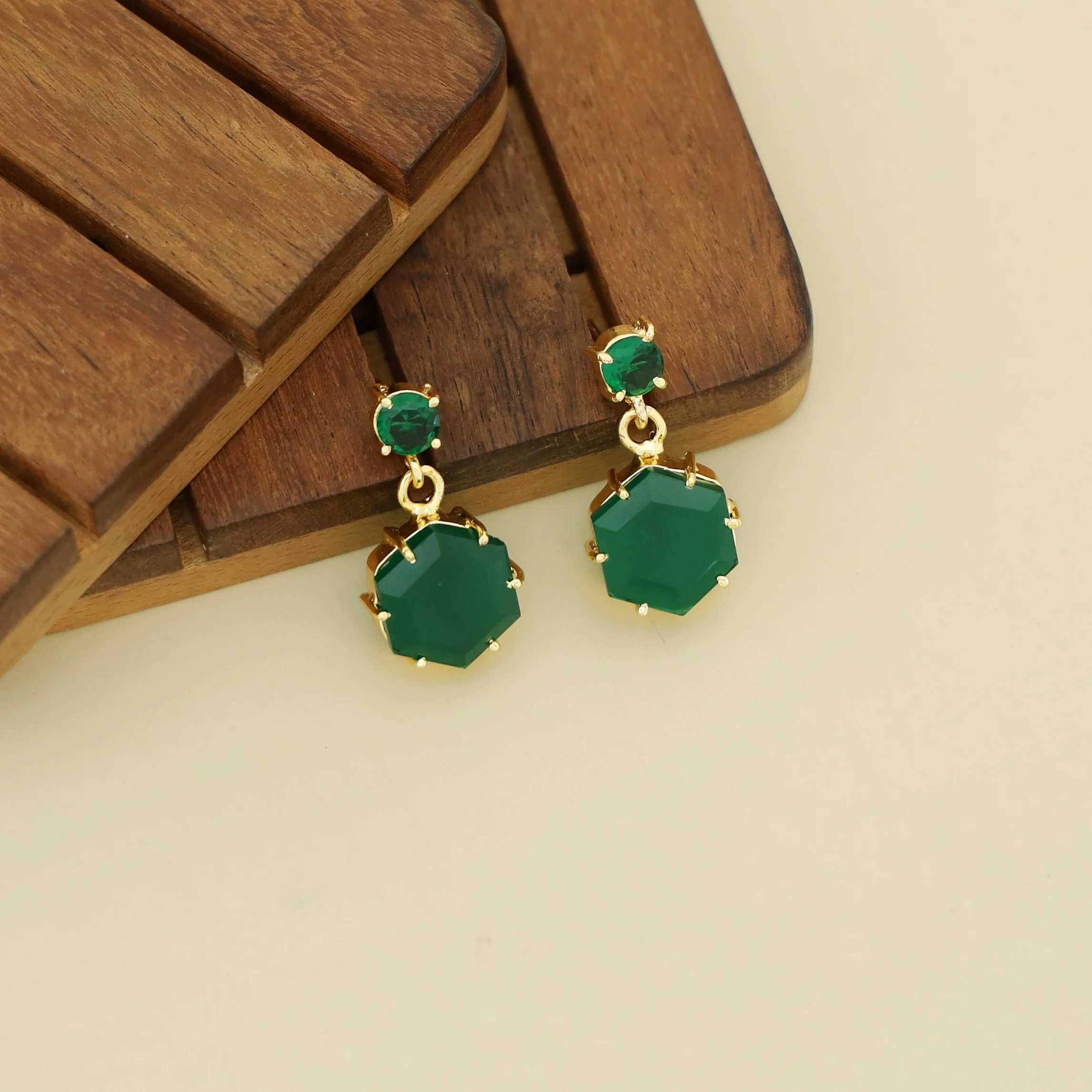 Glossy Hexagon Earring - Image 2