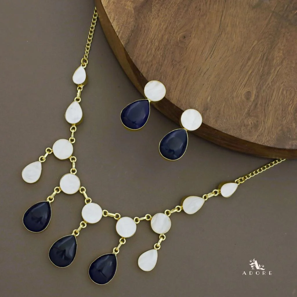 Glossy Round Drop MoP Neckpiece with Earring - Image 8