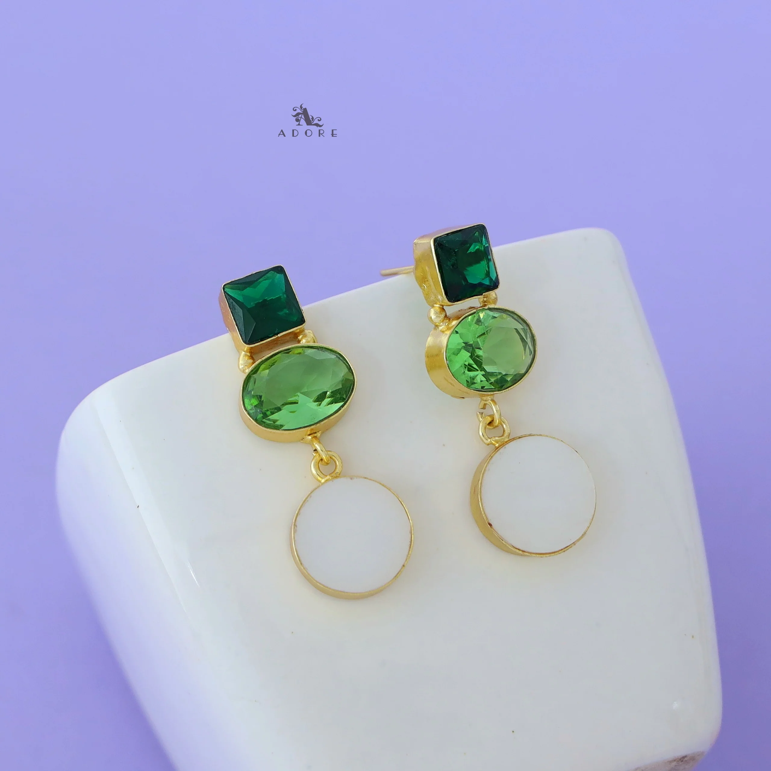 Glossy Square And Oval MOP Earring - Image 10