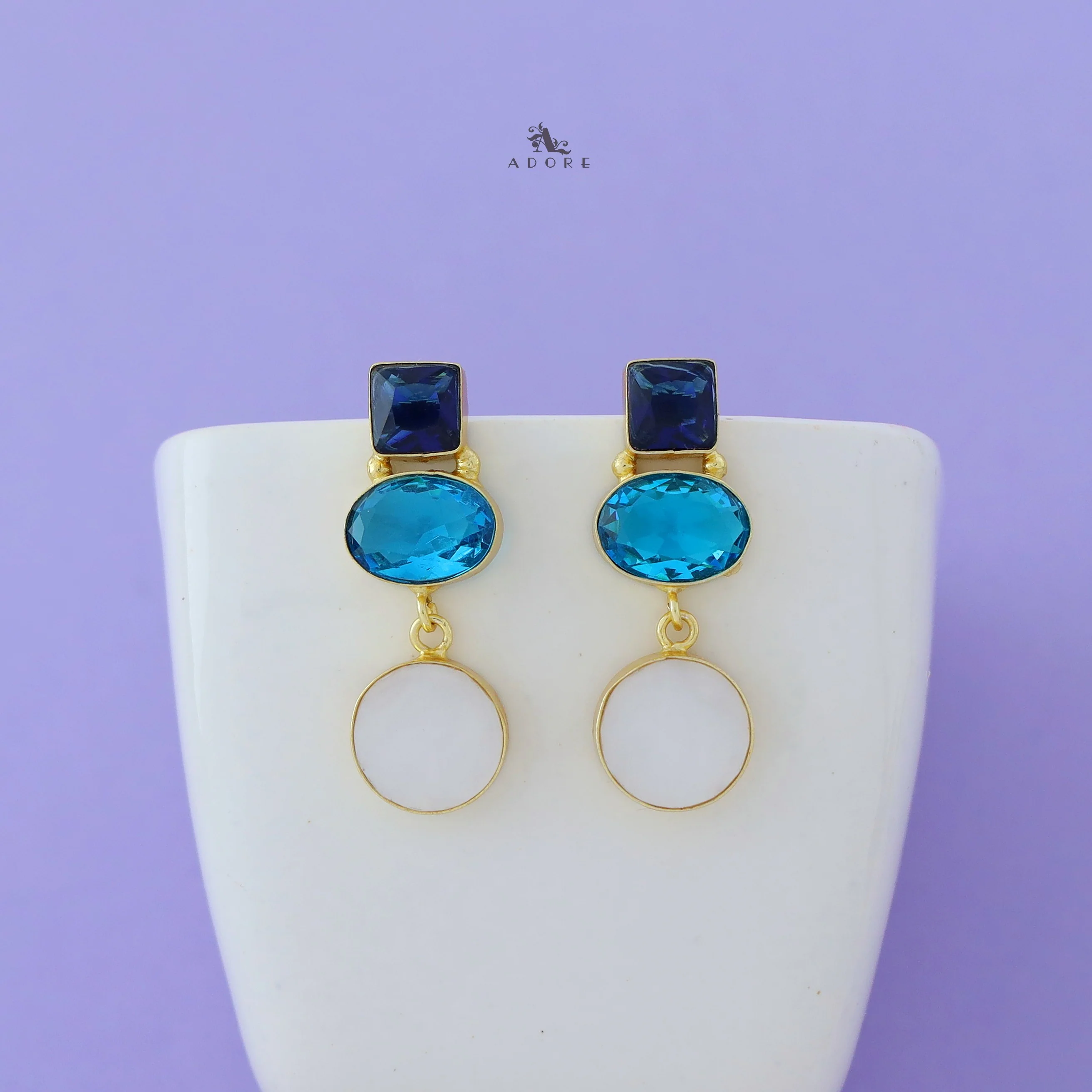 Glossy Square And Oval MOP Earring - Image 7