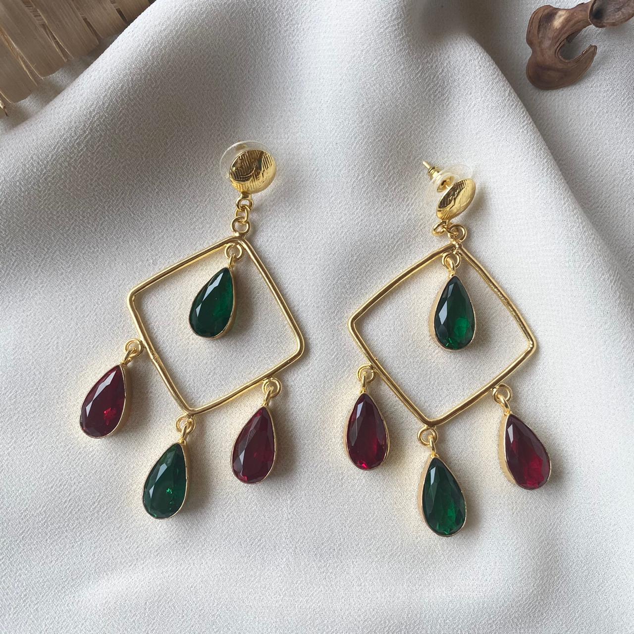 Glossy Diamond Earring (Colour Options) - Image 2