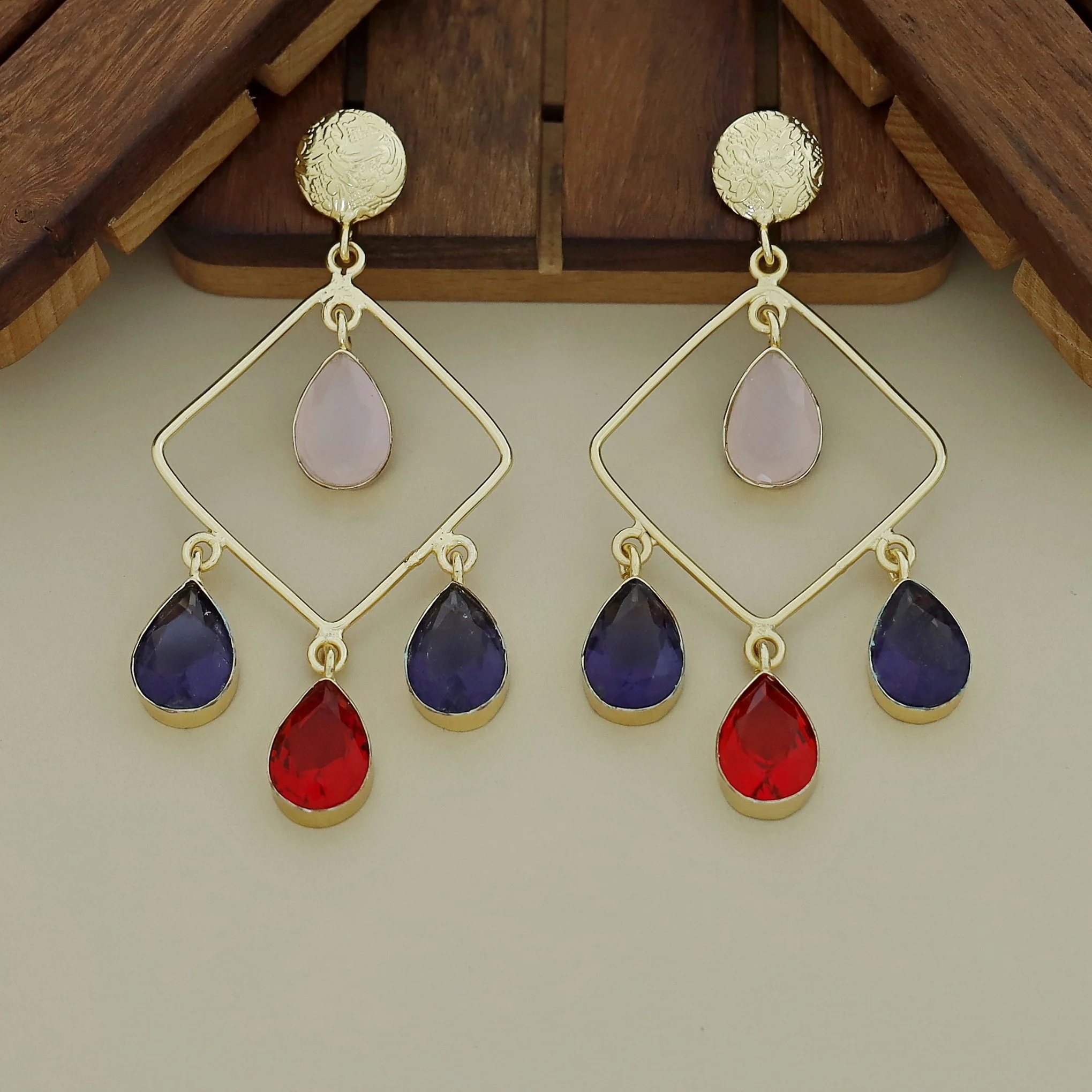 Glossy Diamond Earring (Colour Options) - Image 32