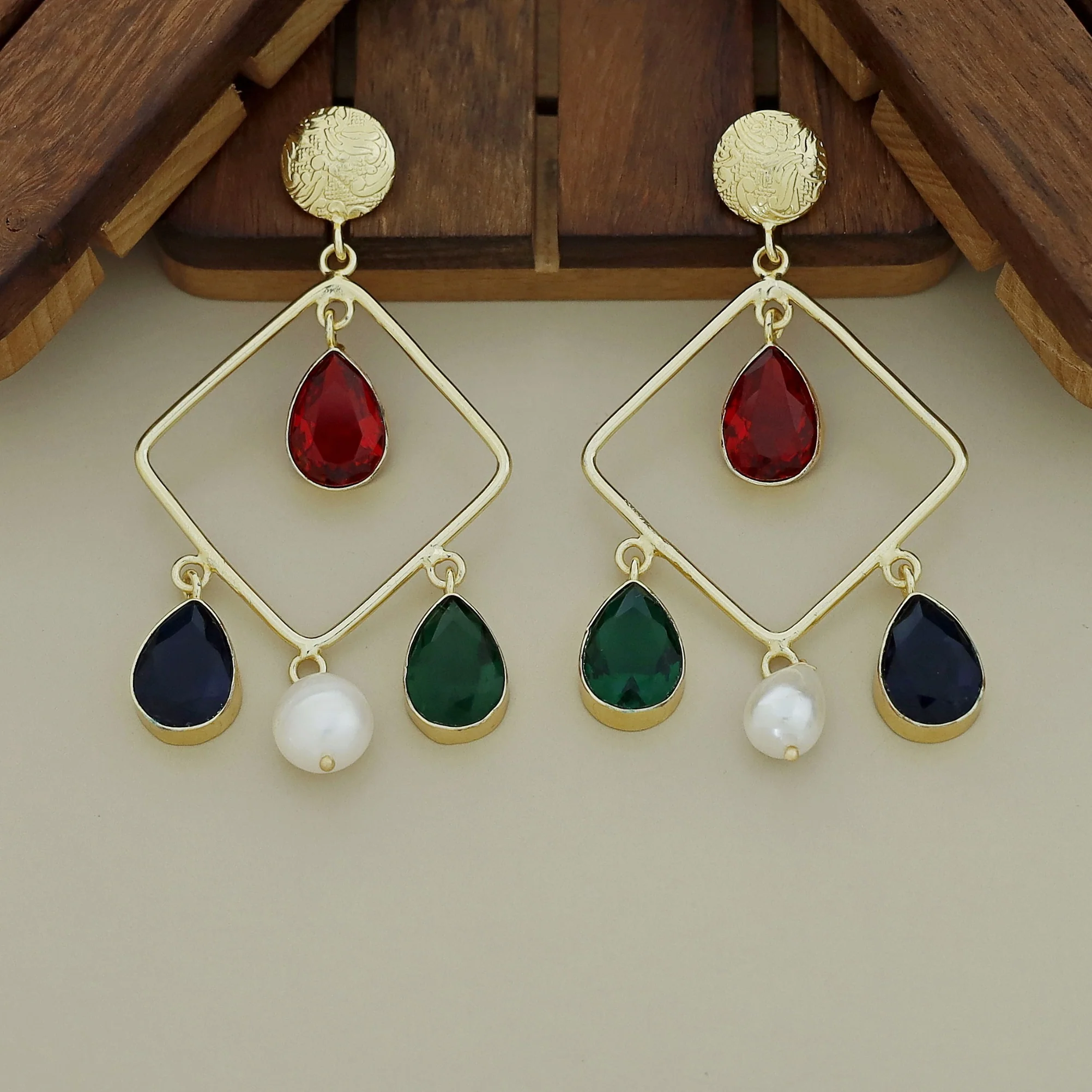 Glossy Diamond Earring (Colour Options) - Image 33