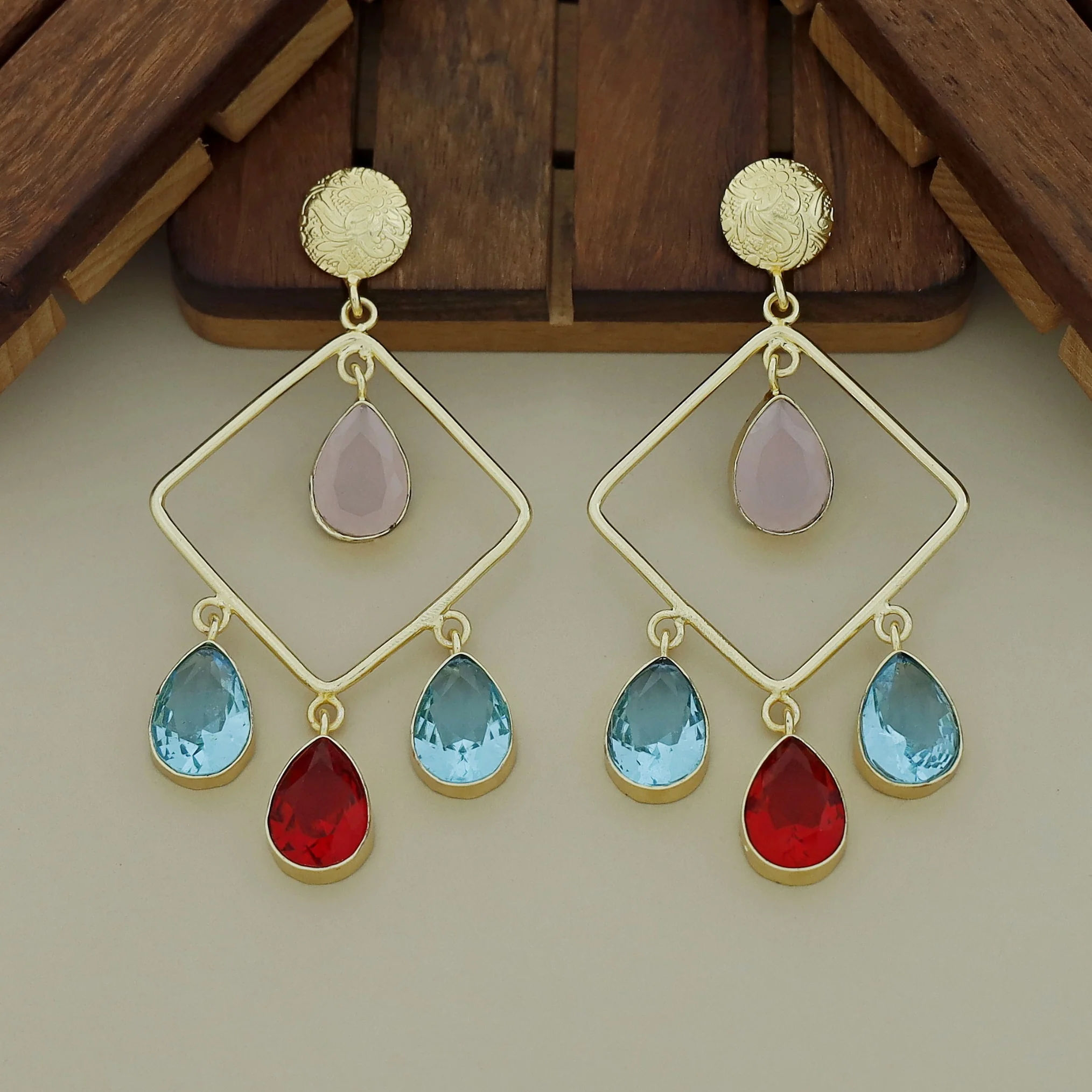 Glossy Diamond Earring (Colour Options) - Image 34