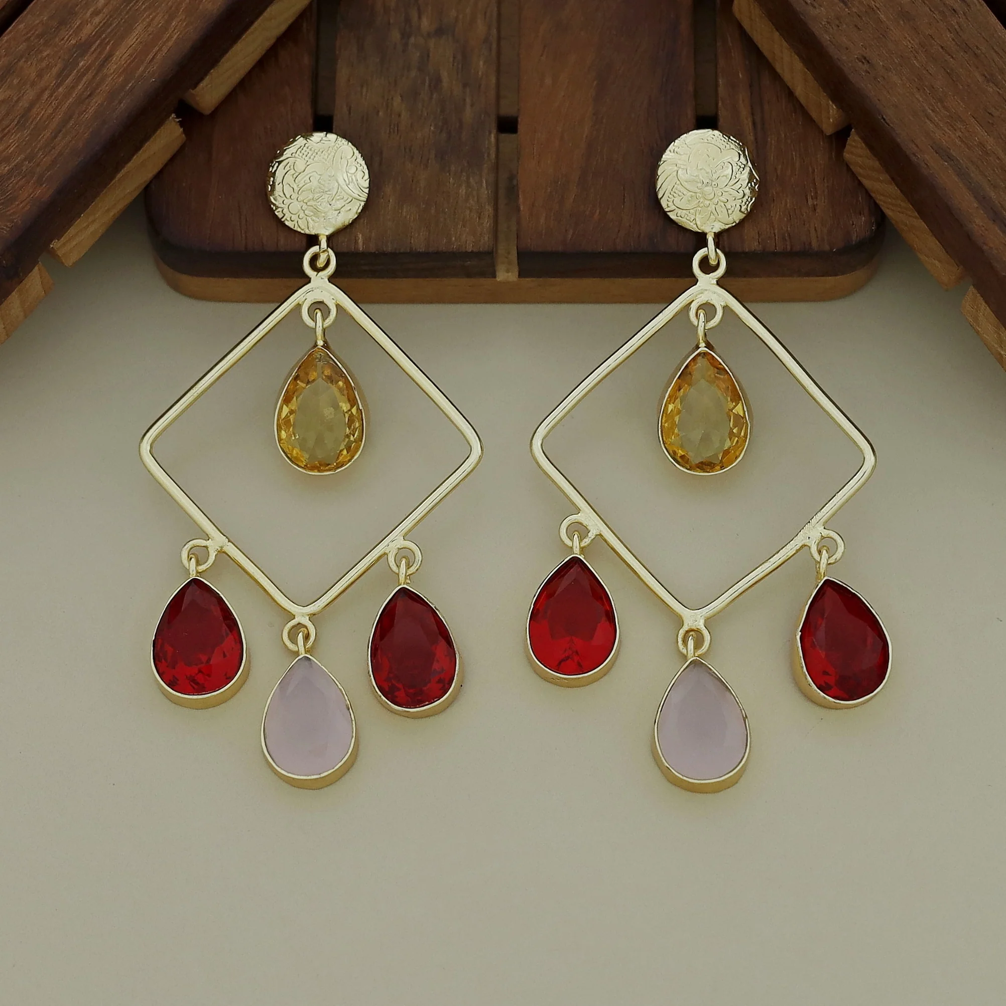 Glossy Diamond Earring (Colour Options) - Image 35