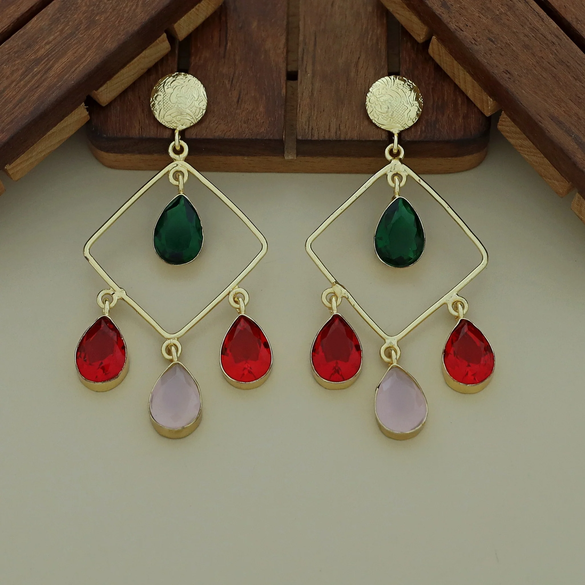 Glossy Diamond Earring (Colour Options) - Image 37