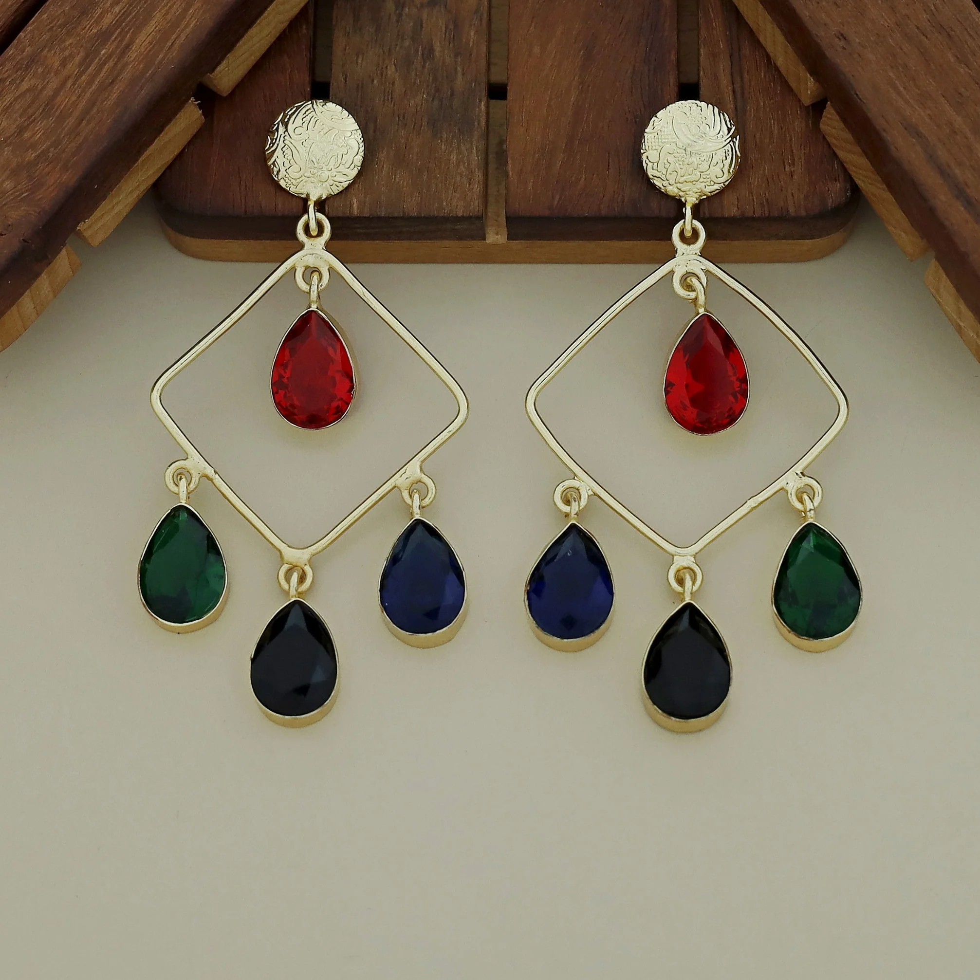 Glossy Diamond Earring (Colour Options) - Image 38