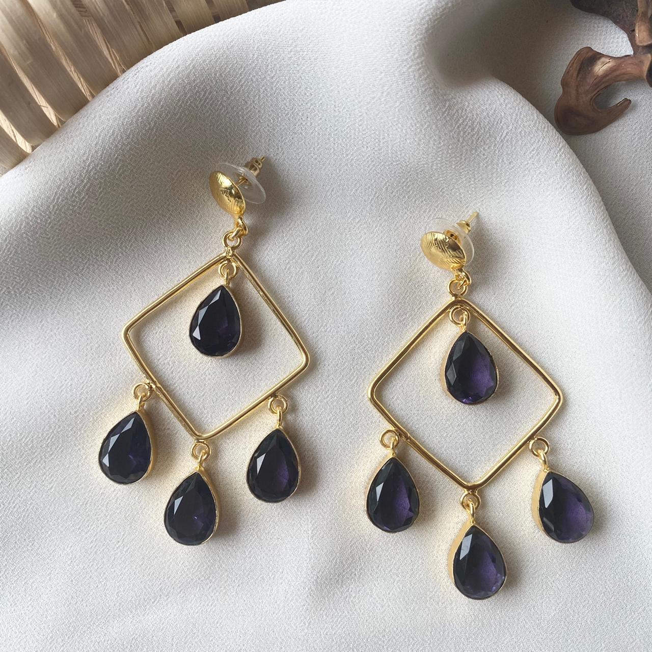 Glossy Diamond Earring (Colour Options) - Image 4