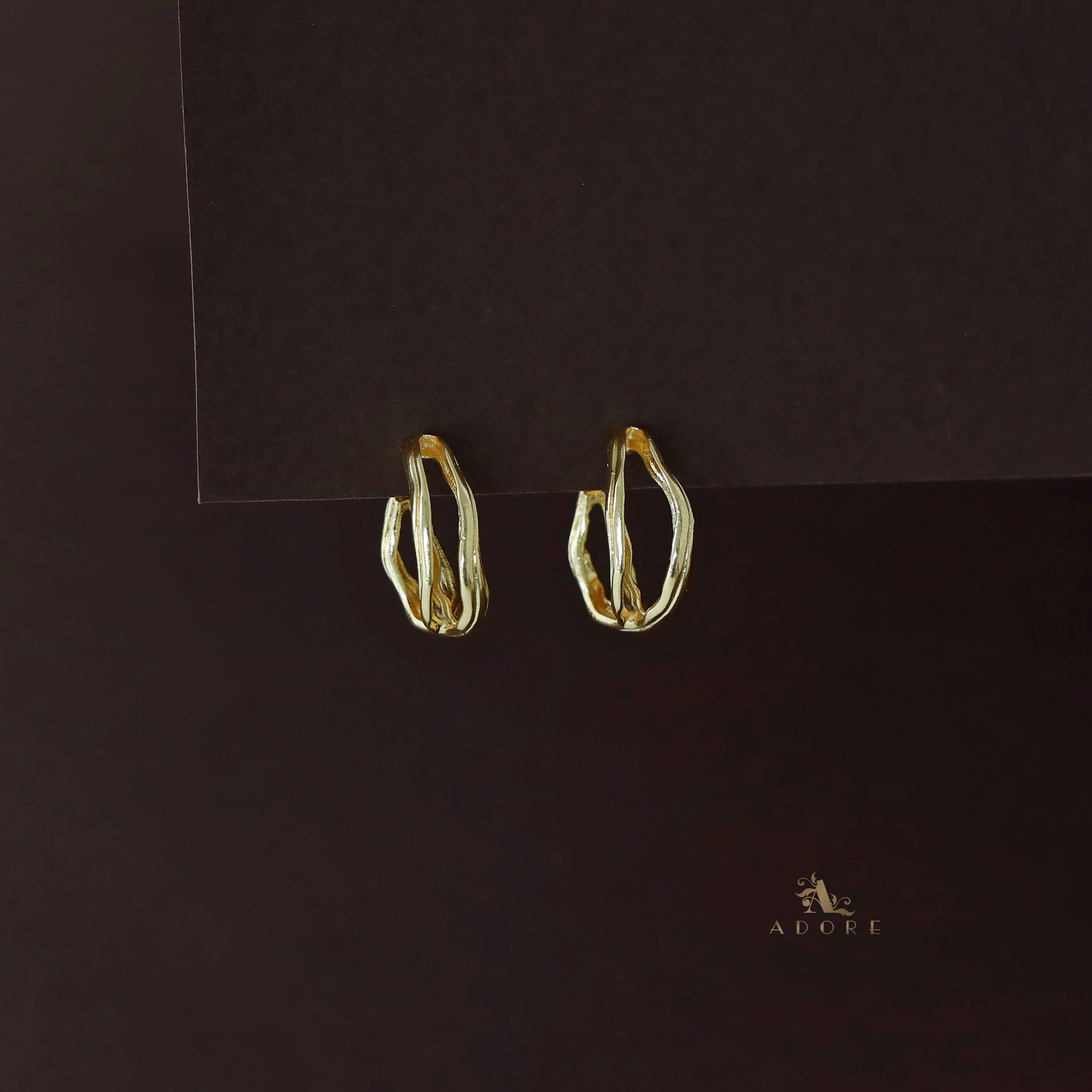 Golden 2 Layer Cross Wave Hoop - Image 2