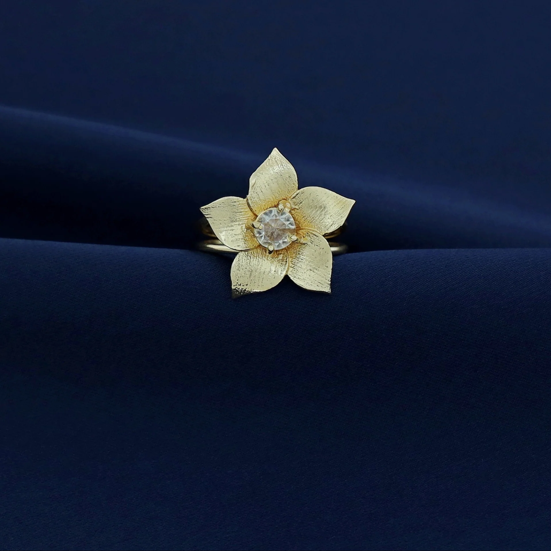 Golden 2 Layer Glossy Flower Ring - Image 10