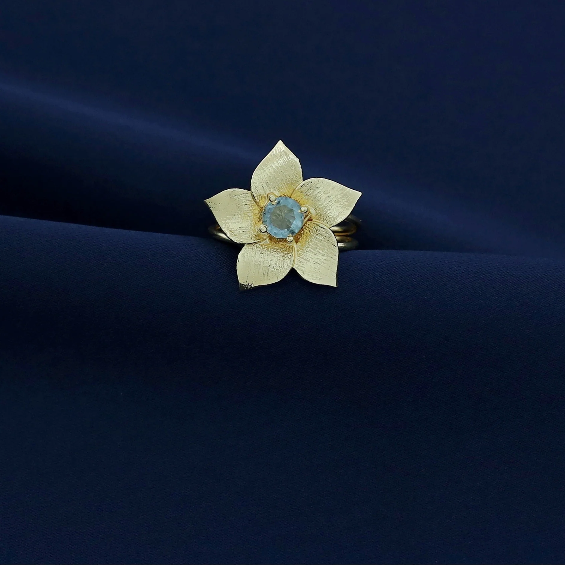 Golden 2 Layer Glossy Flower Ring - Image 11