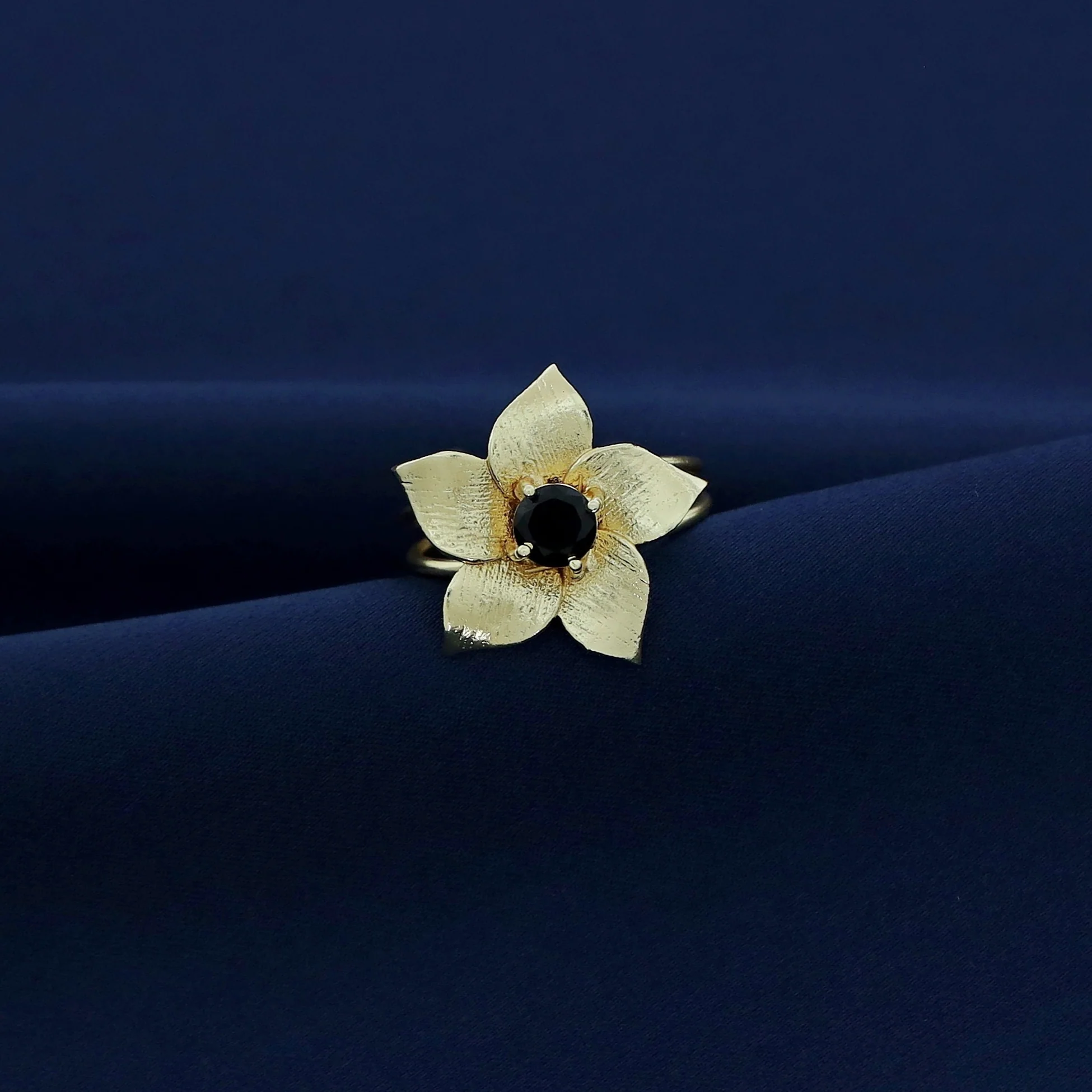 Golden 2 Layer Glossy Flower Ring - Image 7