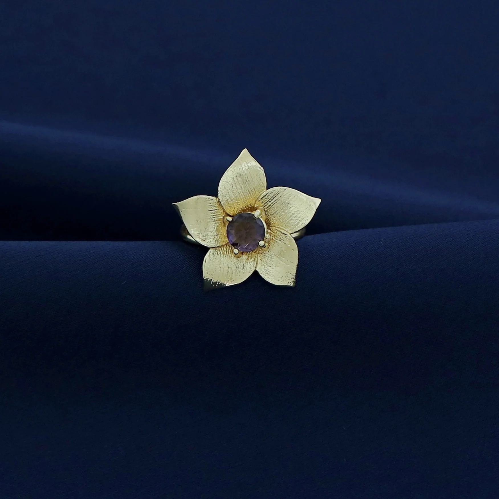 Golden 2 Layer Glossy Flower Ring - Image 8