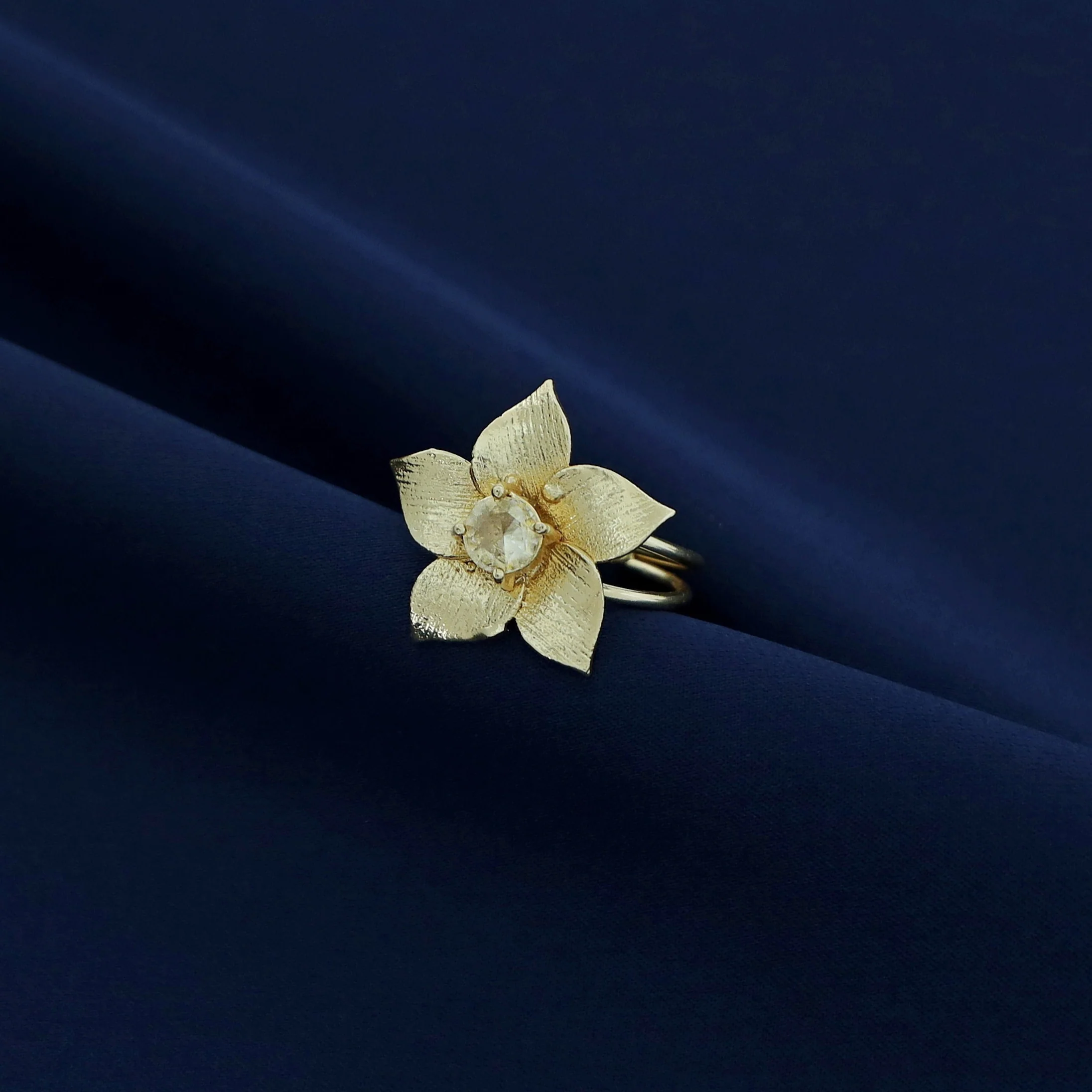 Golden 2 Layer Glossy Flower Ring - Image 9