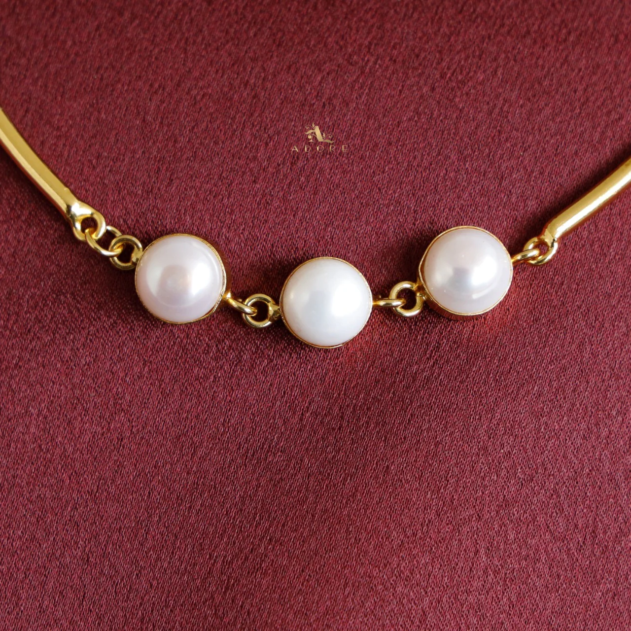 Golden 3 Fresh Water Pearl Neck Cuff - Image 4