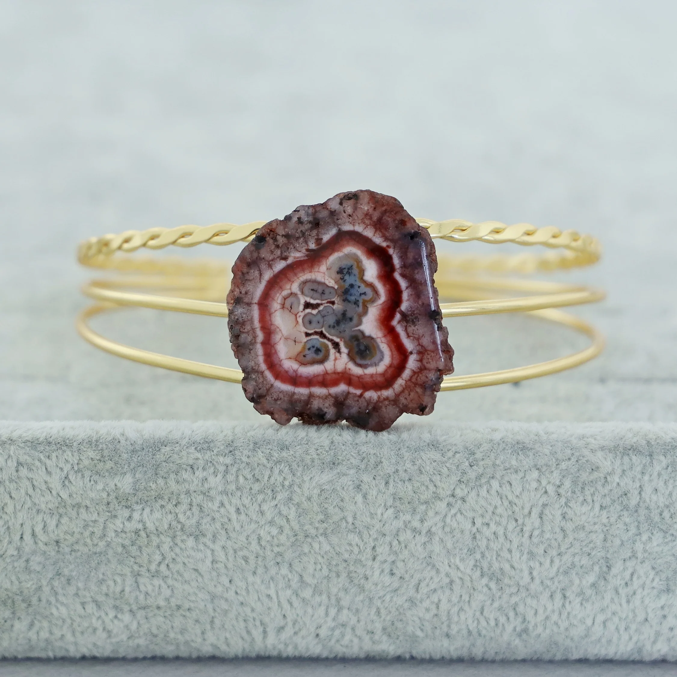 Golden 3 Layer Agate Stone Bangle - Image 10