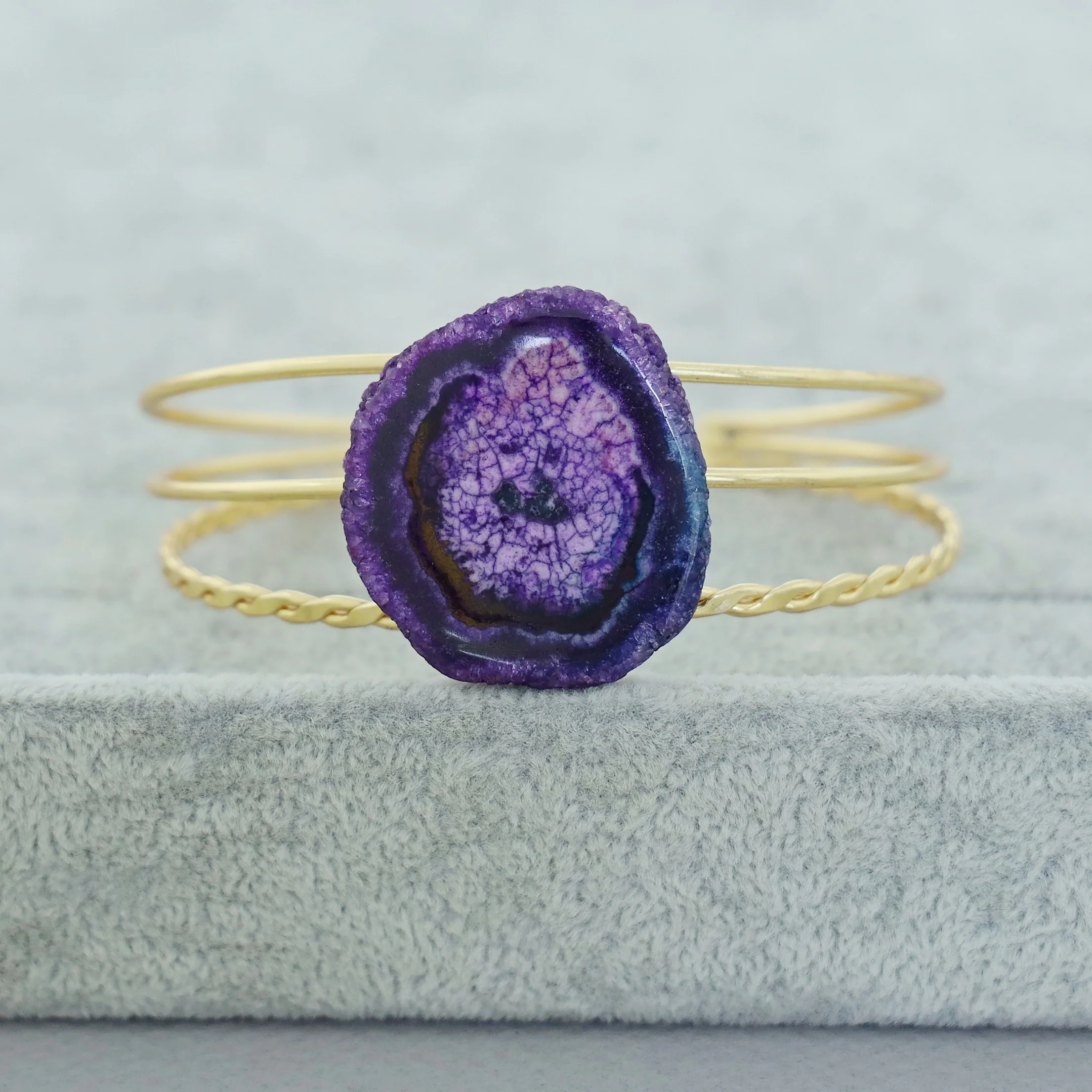 Golden 3 Layer Agate Stone Bangle - Image 11