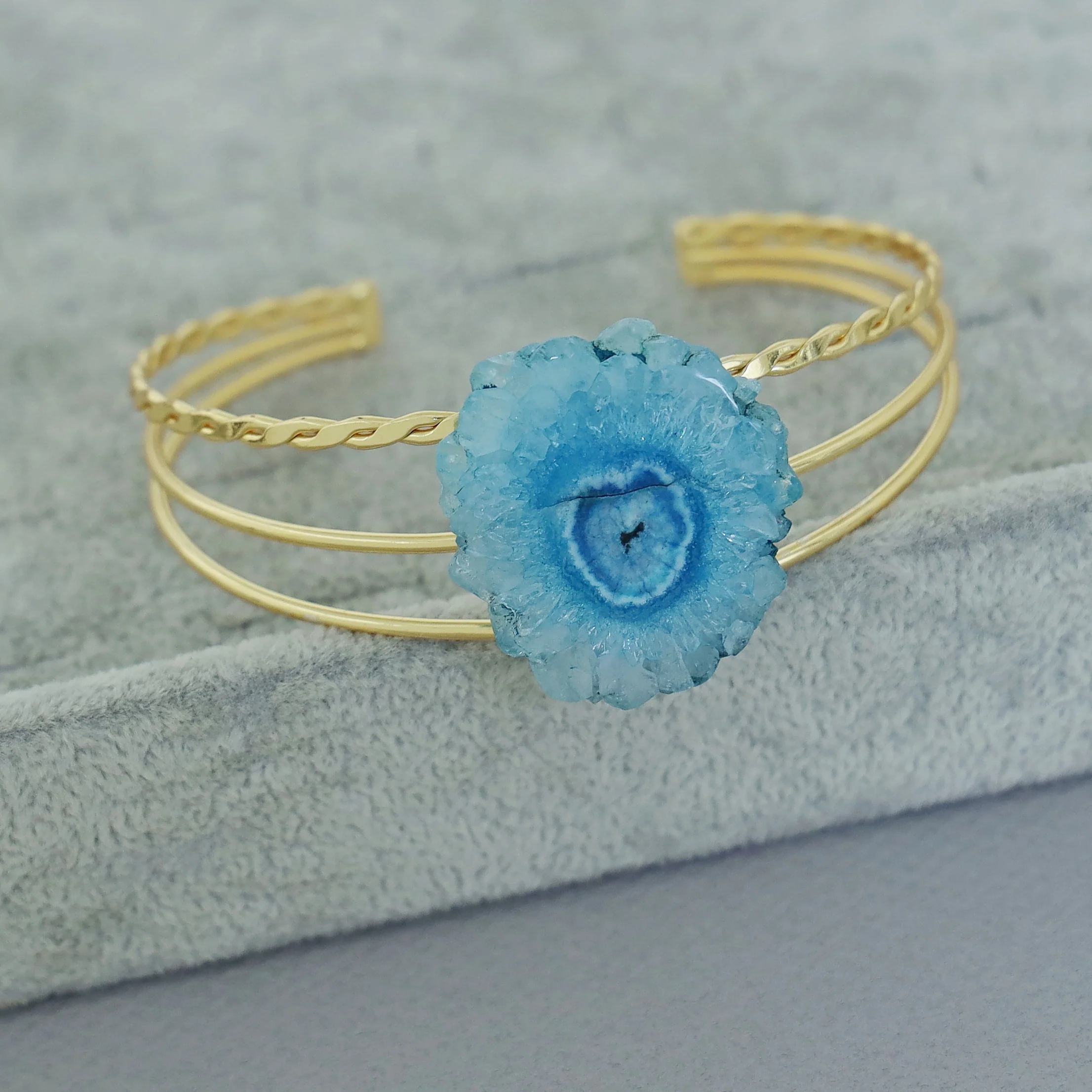 Golden 3 Layer Agate Stone Bangle - Image 14