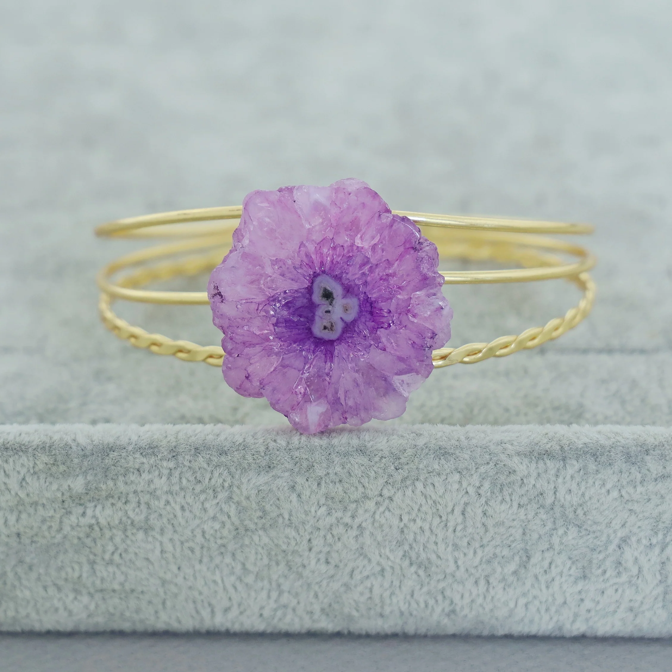 Golden 3 Layer Agate Stone Bangle - Image 3