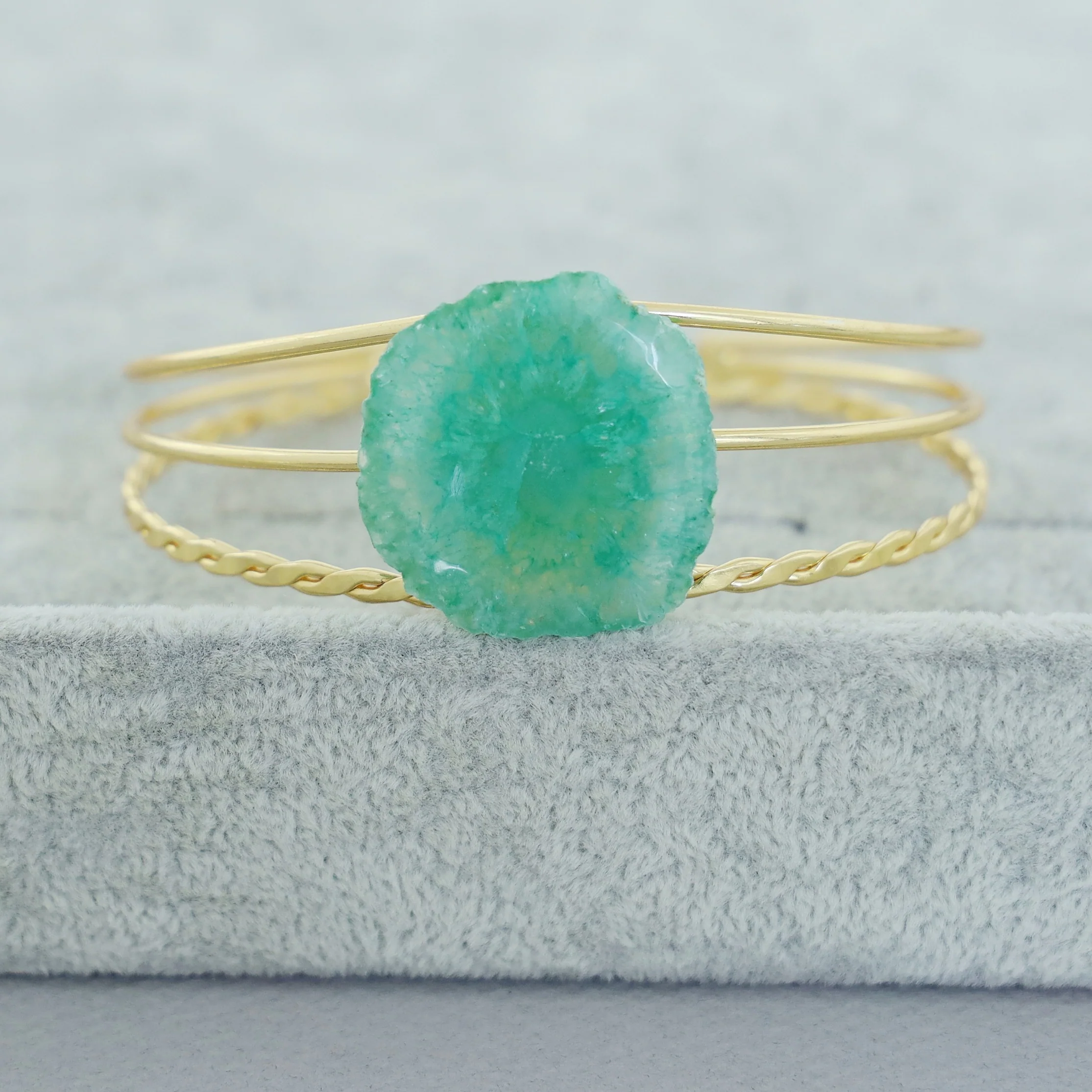 Golden 3 Layer Agate Stone Bangle - Image 4