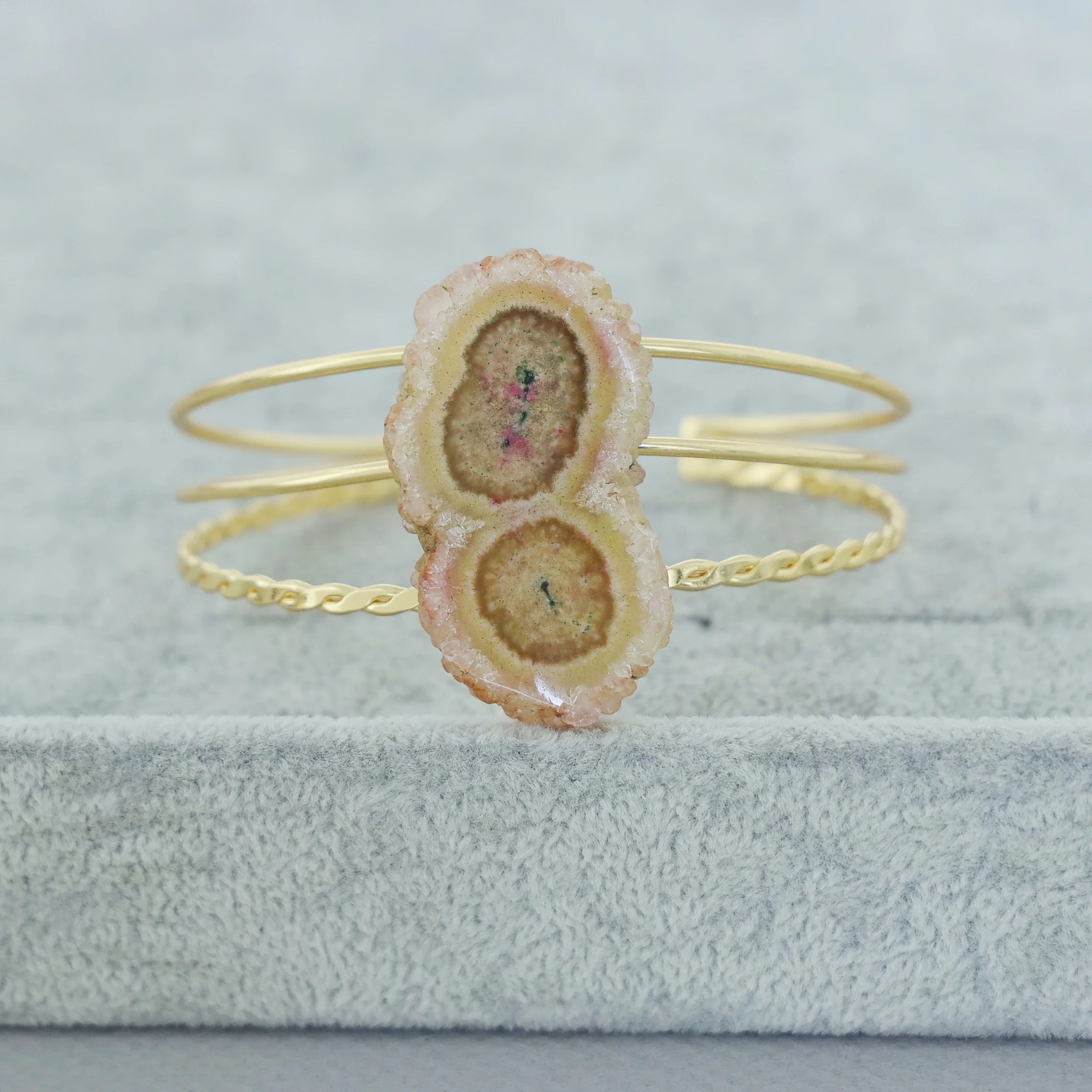 Golden 3 Layer Agate Stone Bangle - Image 5