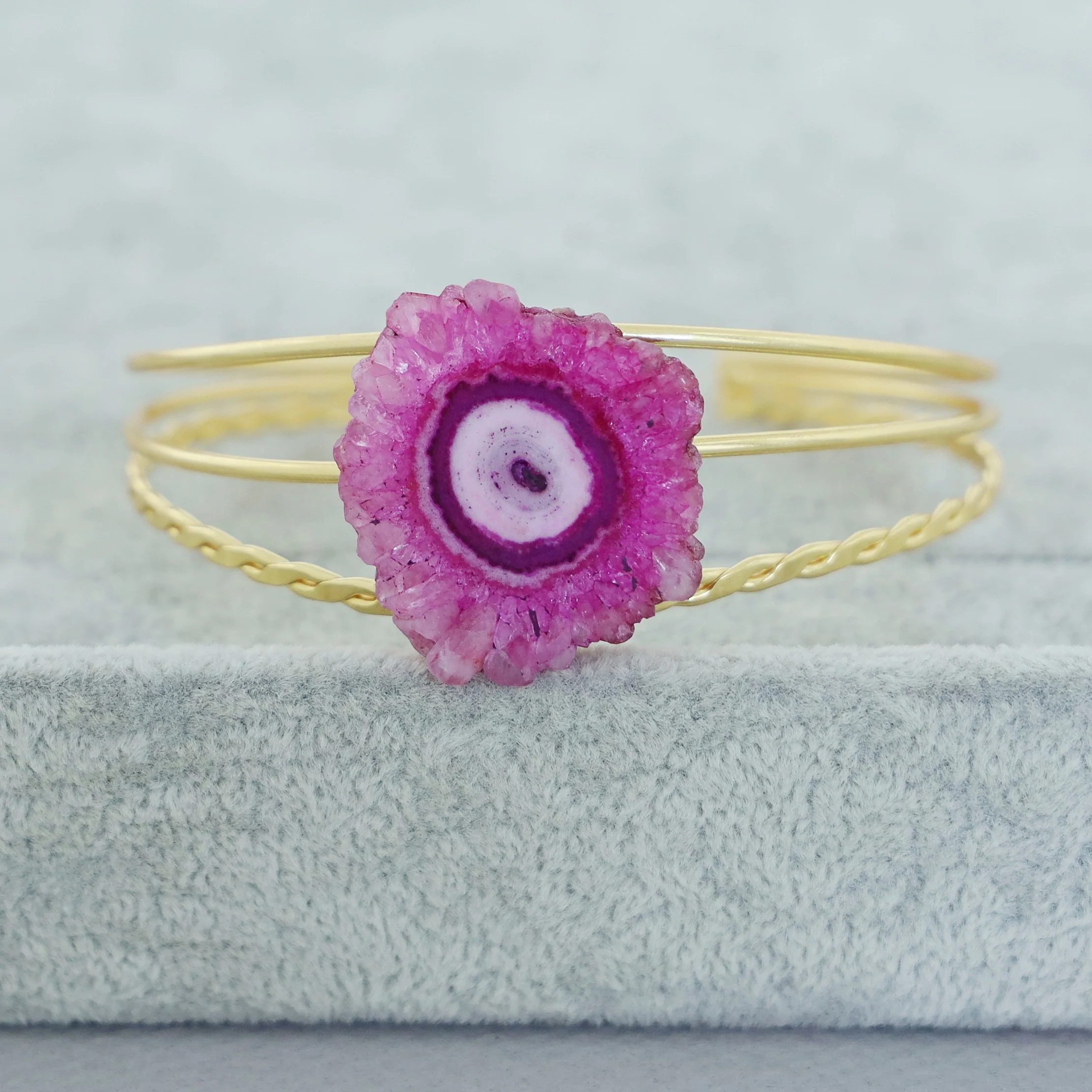 Golden 3 Layer Agate Stone Bangle - Image 6