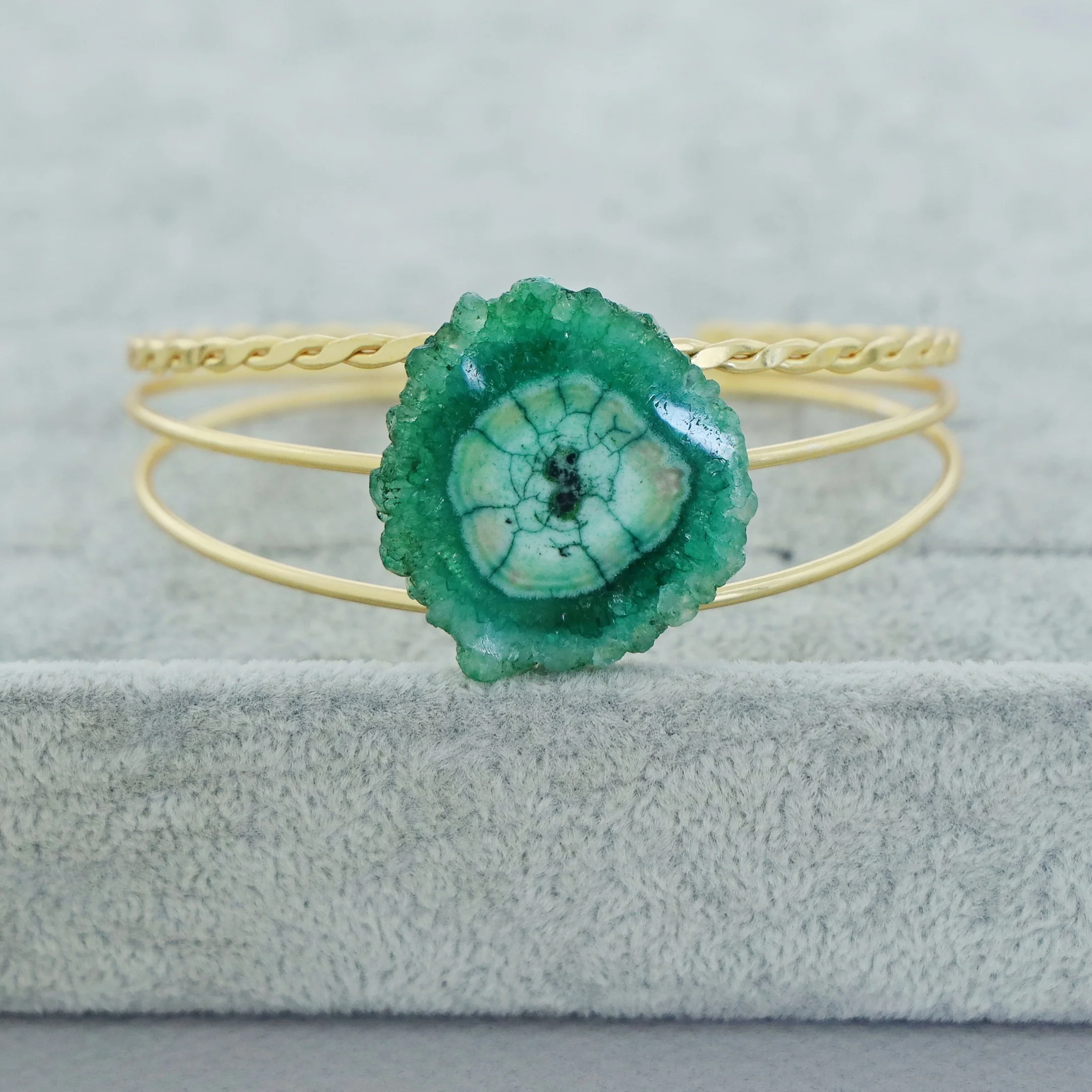 Golden 3 Layer Agate Stone Bangle - Image 7