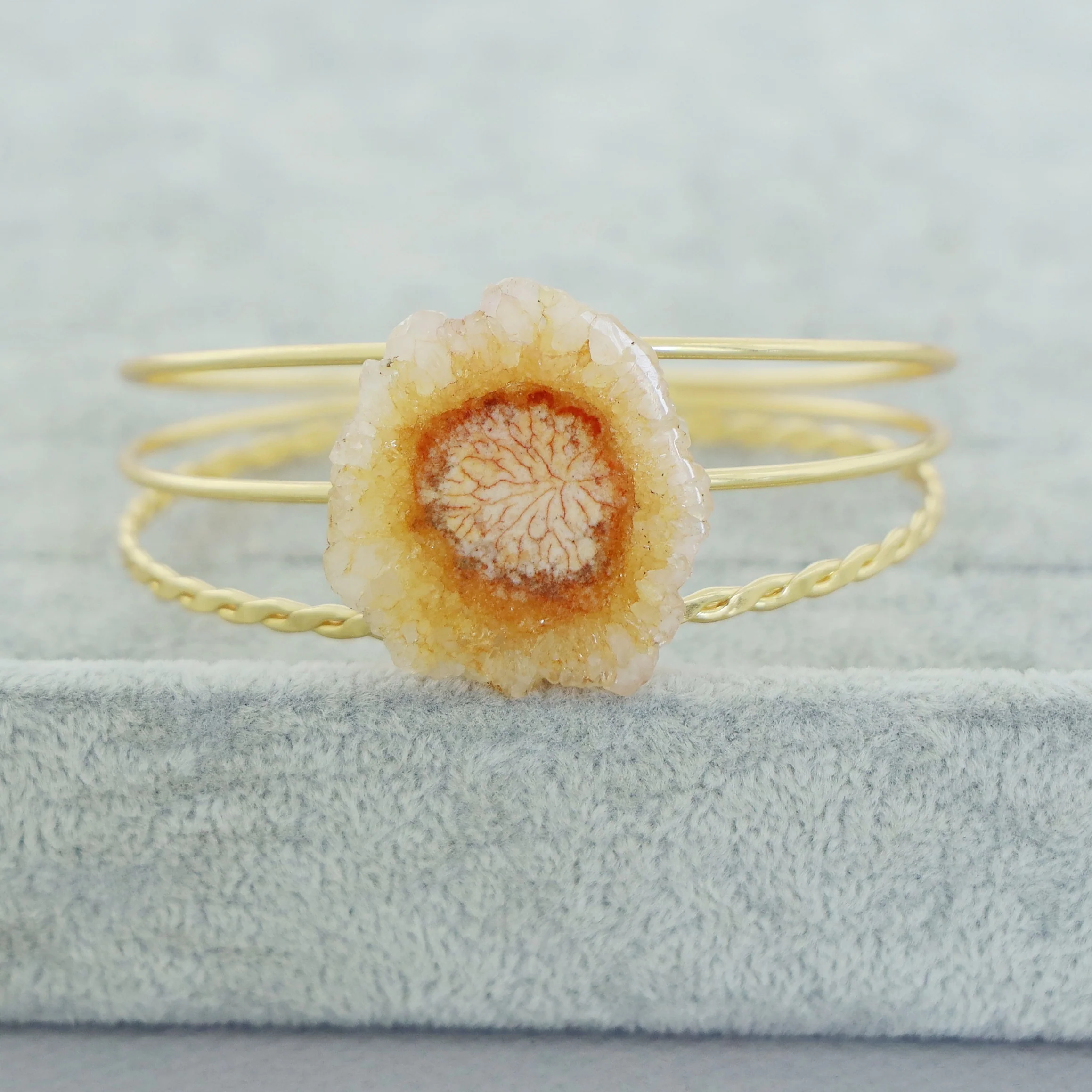 Golden 3 Layer Agate Stone Bangle - Image 8