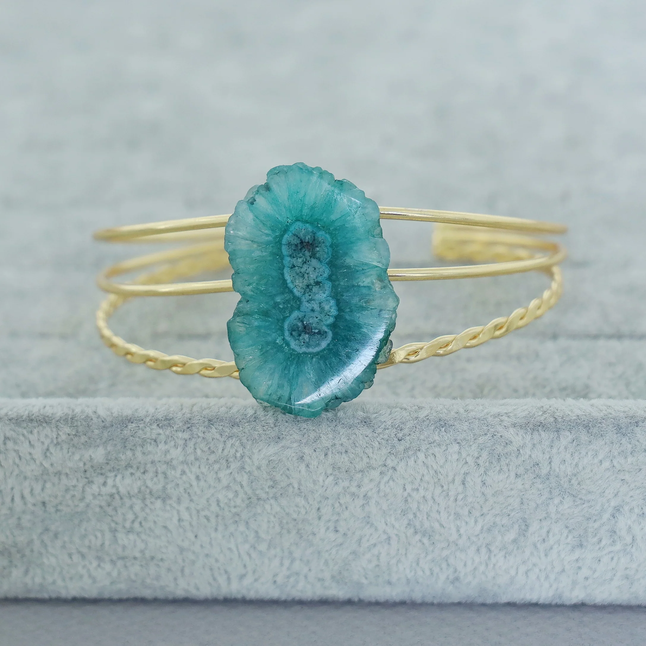 Golden 3 Layer Agate Stone Bangle - Image 9