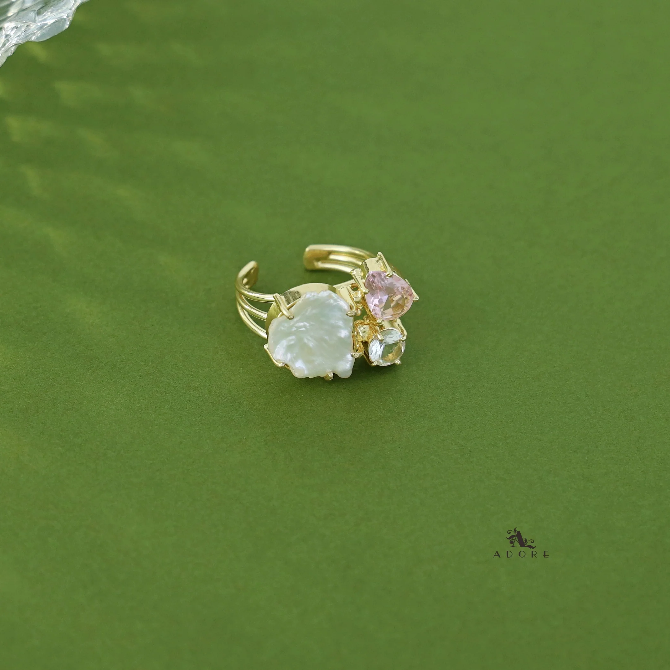 Golden 3 Layer Baroque + Glossy Claw Ring - Image 6