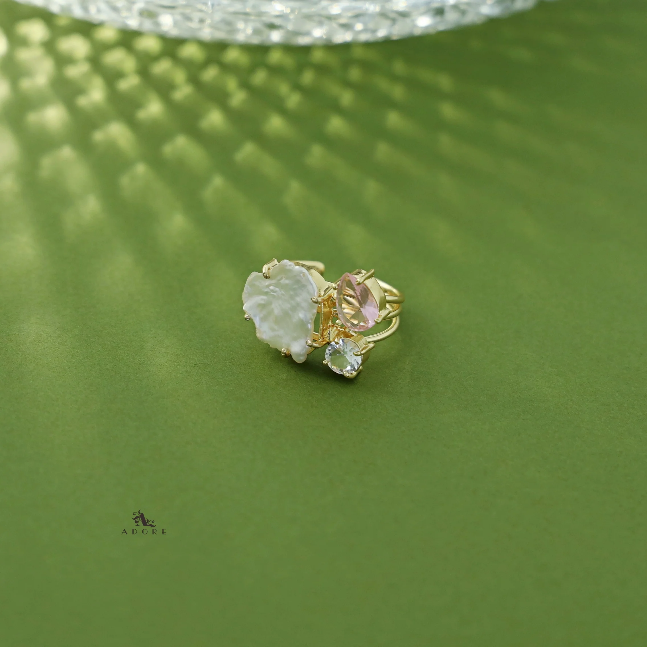 Golden 3 Layer Baroque + Glossy Claw Ring - Image 7