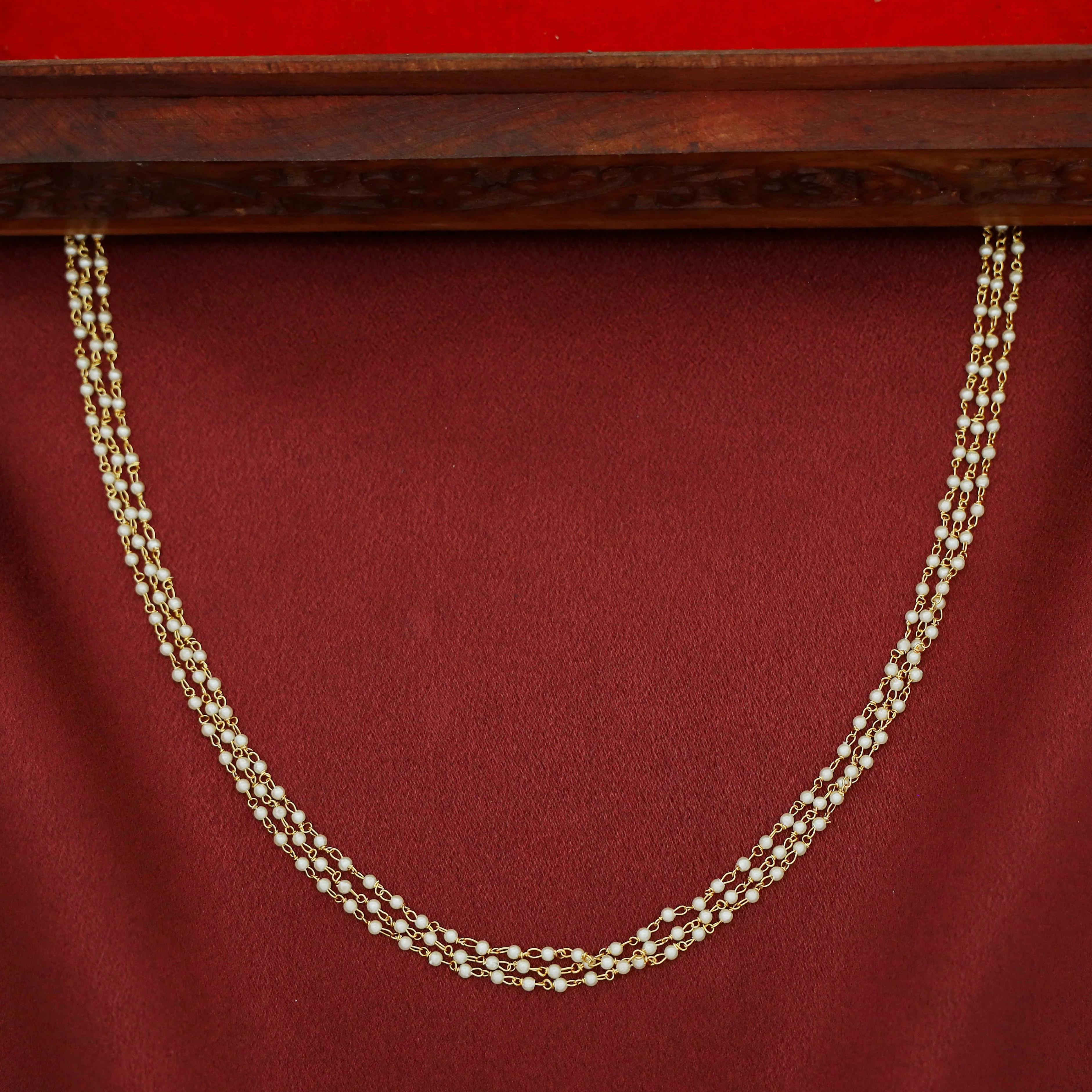 Golden 3 Layer Carly Pearl Neckpiece - Image 2
