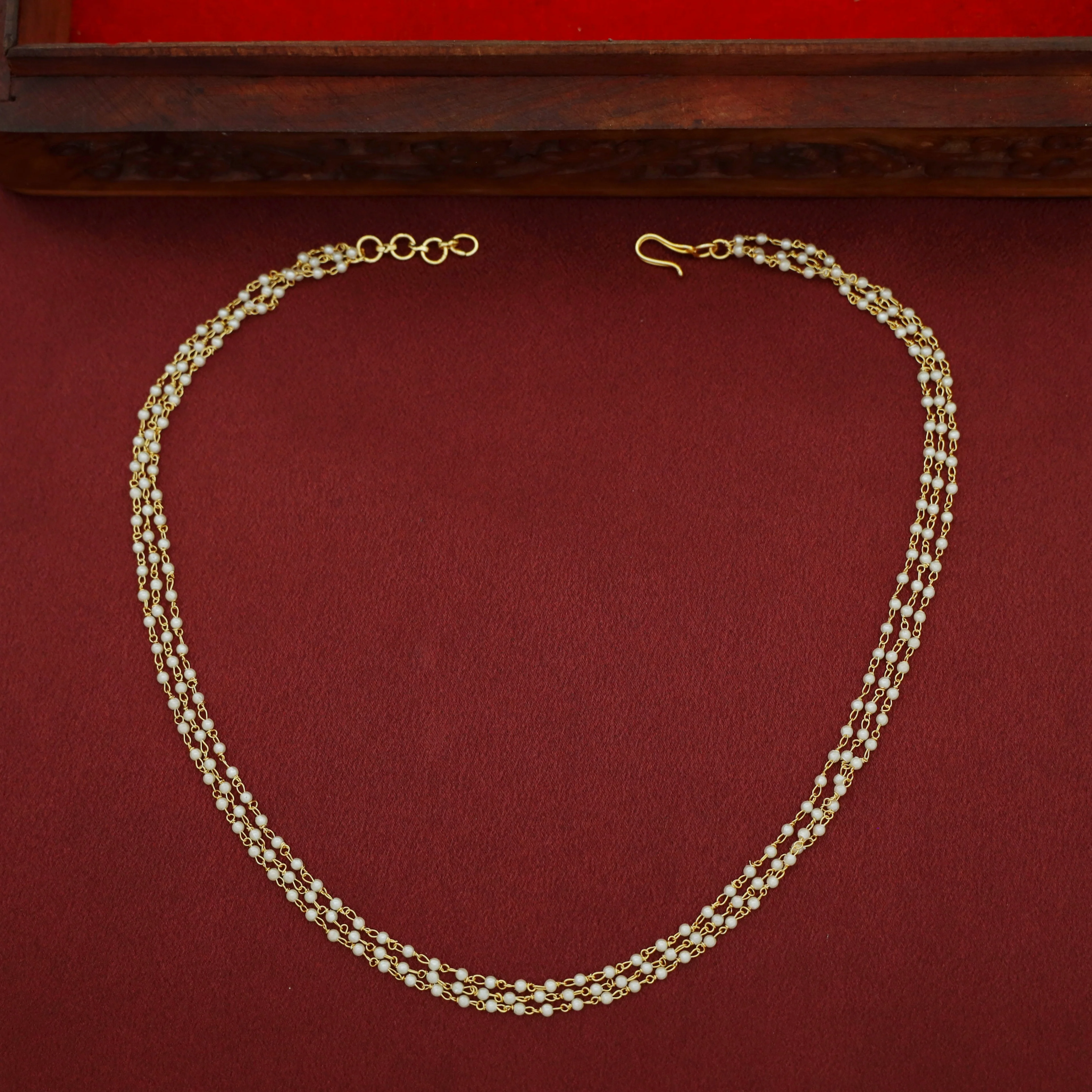 Golden 3 Layer Carly Pearl Neckpiece - Image 4