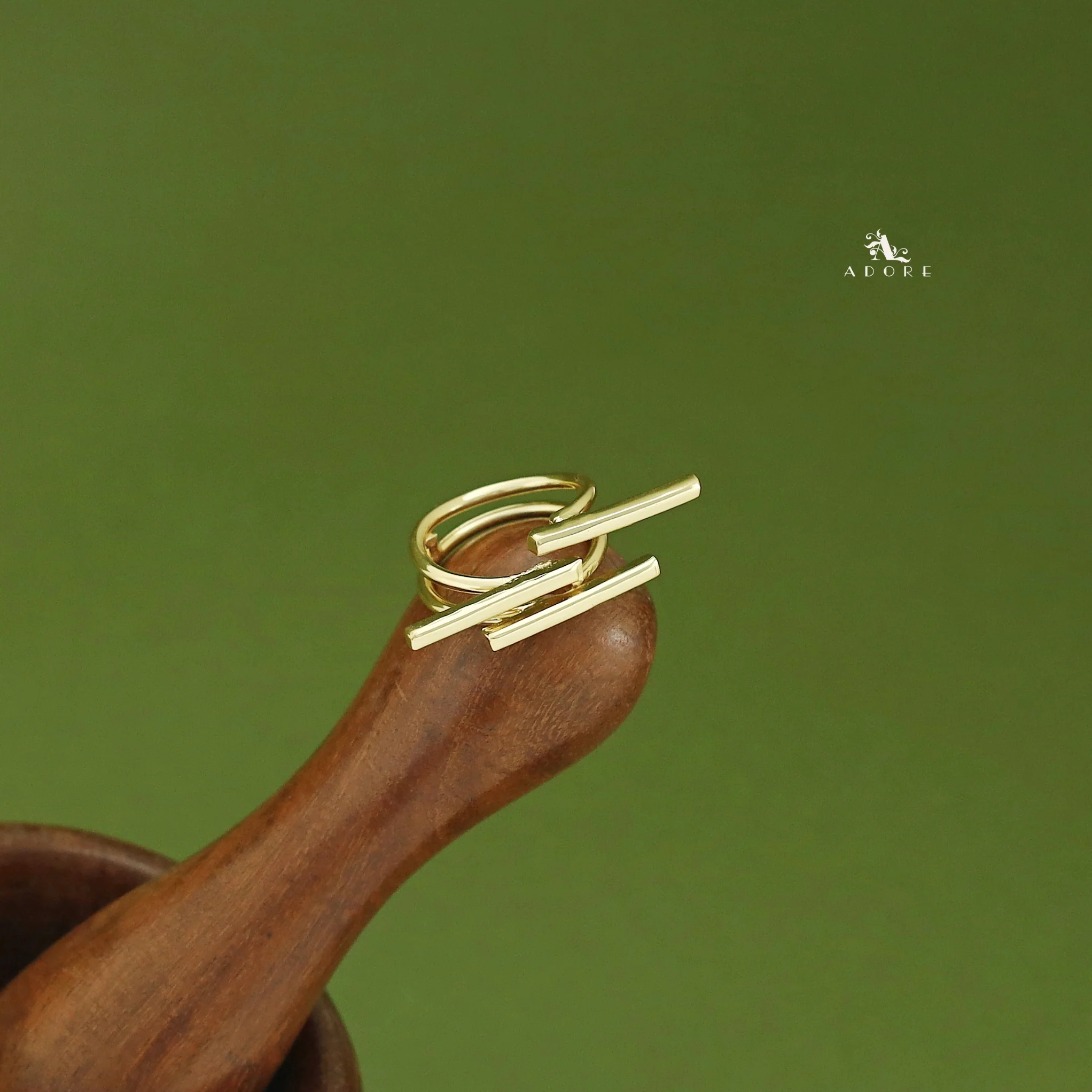 Golden 3 Line Rod Ring - Image 3