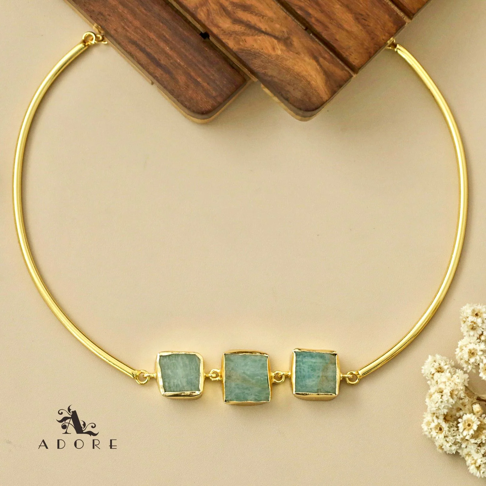 Golden 3 Raw Stone Neck Cuff - Image 4