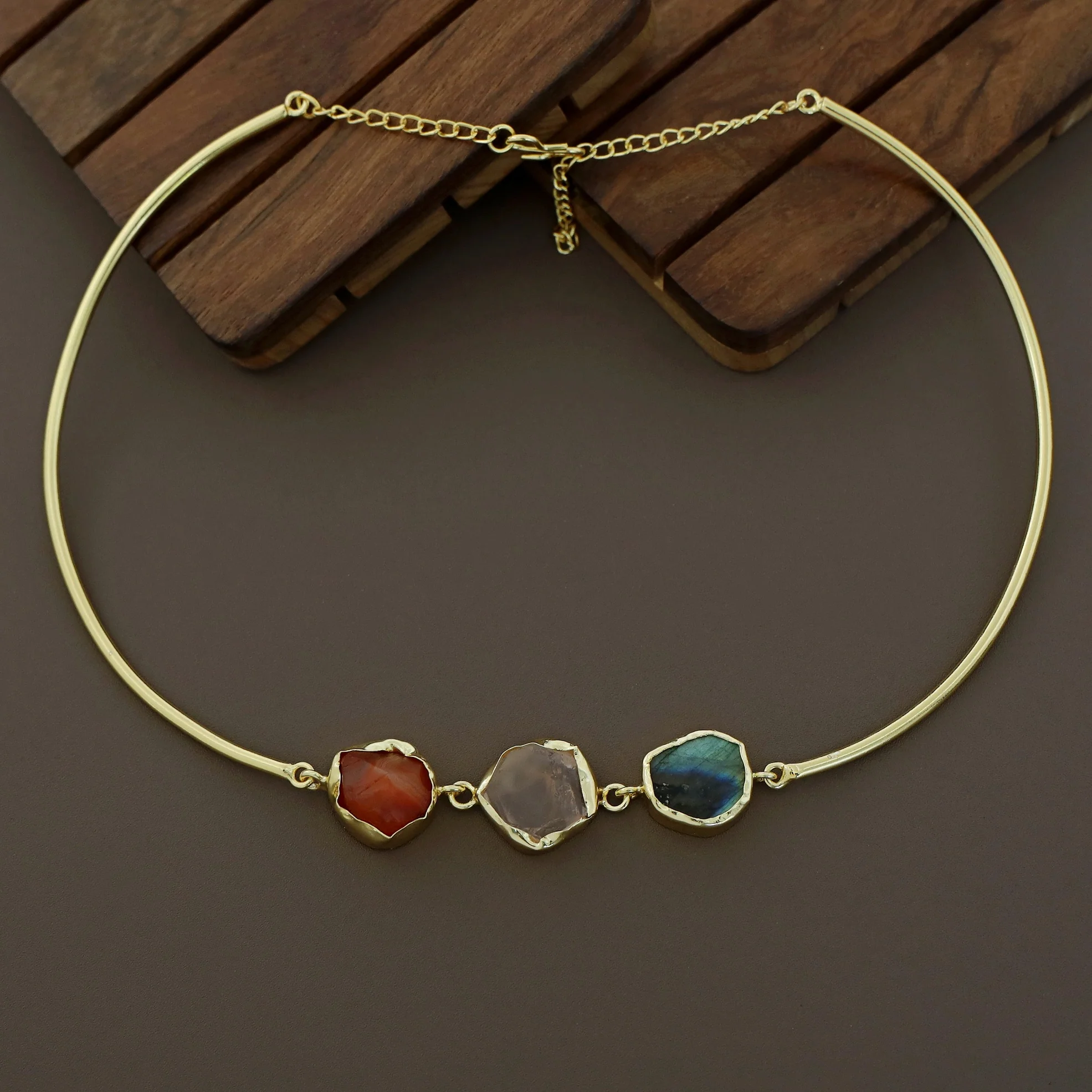 Golden 3 Raw Stone Neck Cuff - Image 9