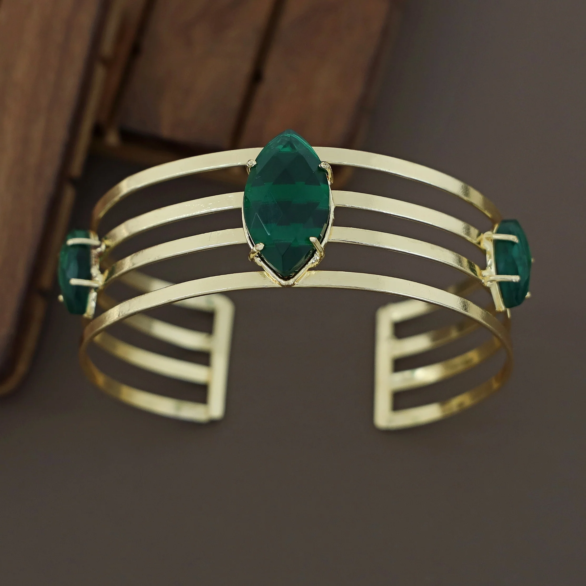 Golden 4 Layer Glossy Ellipse Bangle - Image 3