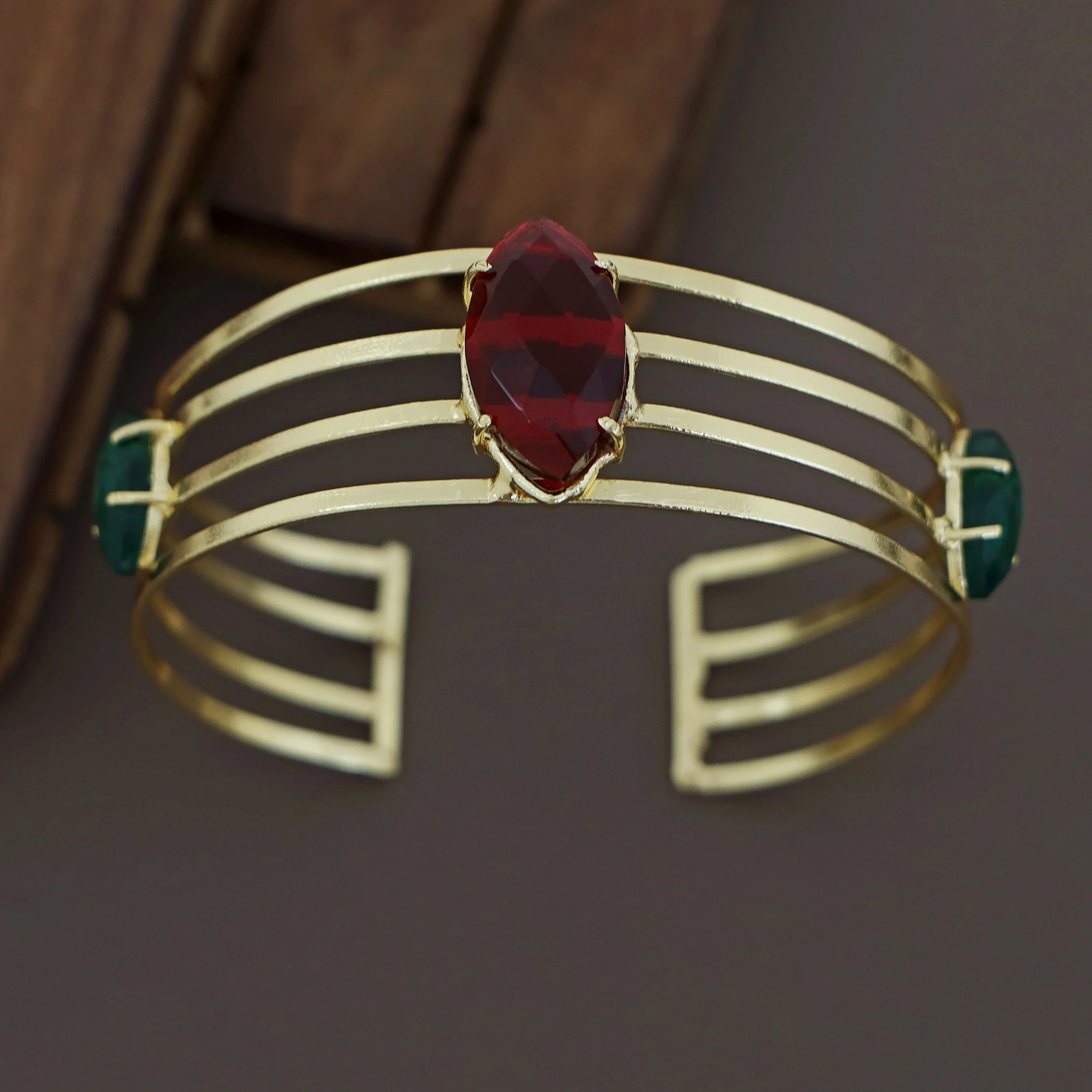 Golden 4 Layer Glossy Ellipse Bangle - Image 4