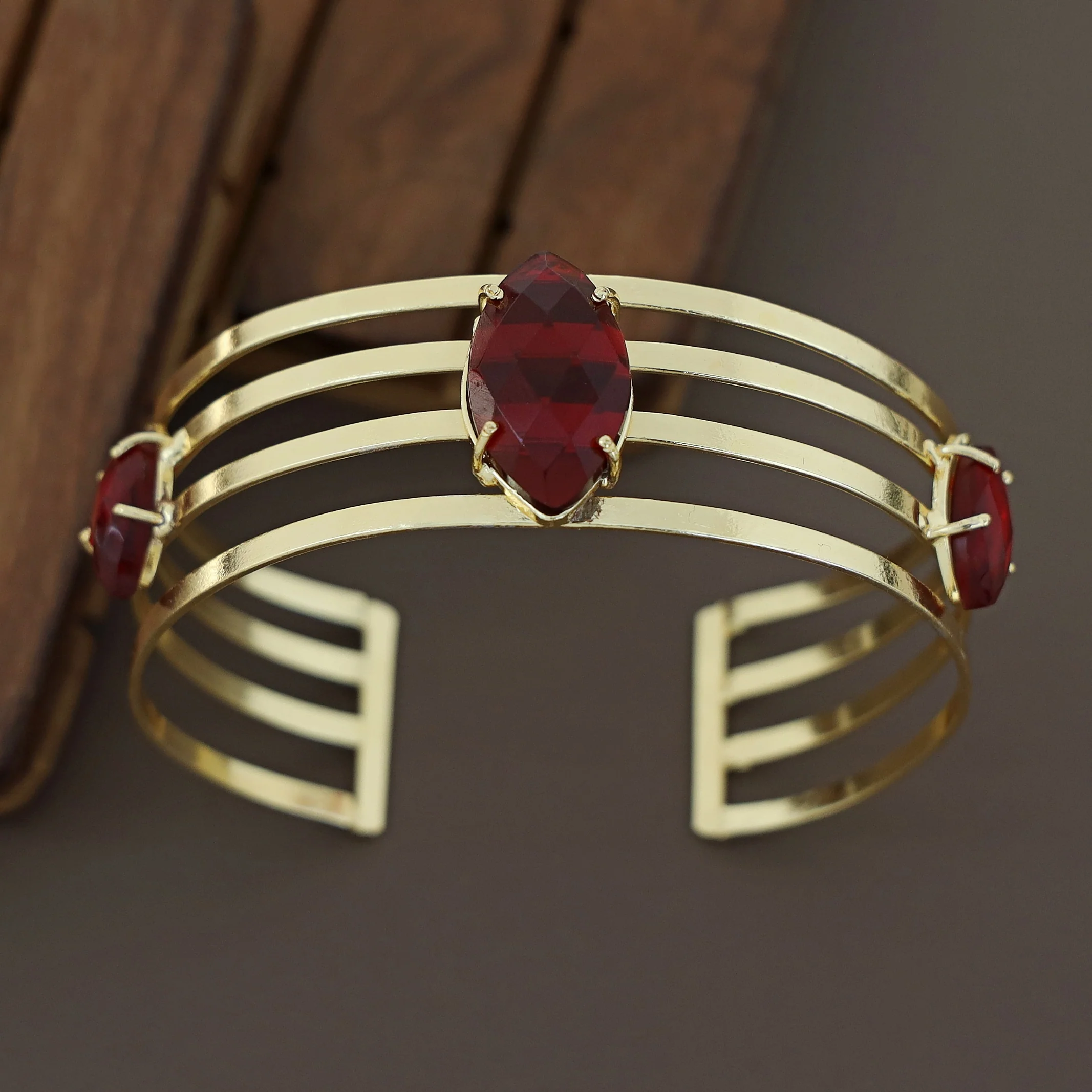 Golden 4 Layer Glossy Ellipse Bangle - Image 5