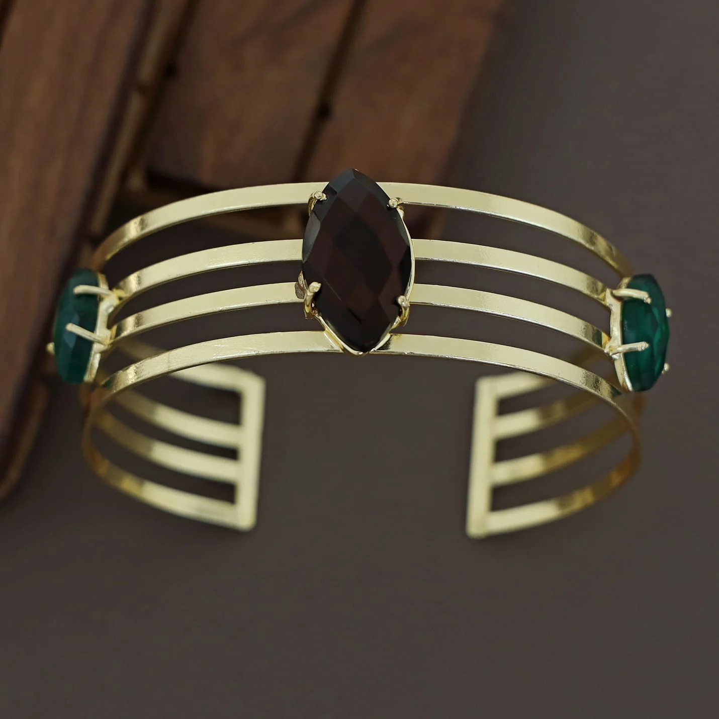 Golden 4 Layer Glossy Ellipse Bangle - Image 7
