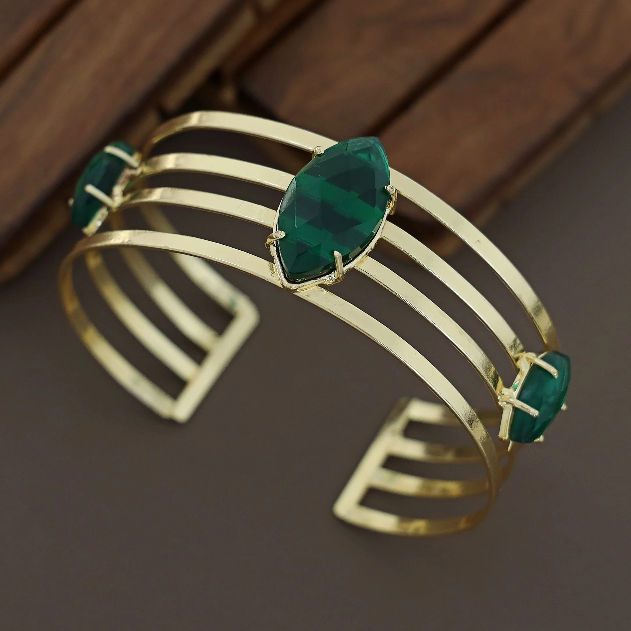Golden 4 Layer Glossy Ellipse Bangle - Image 9