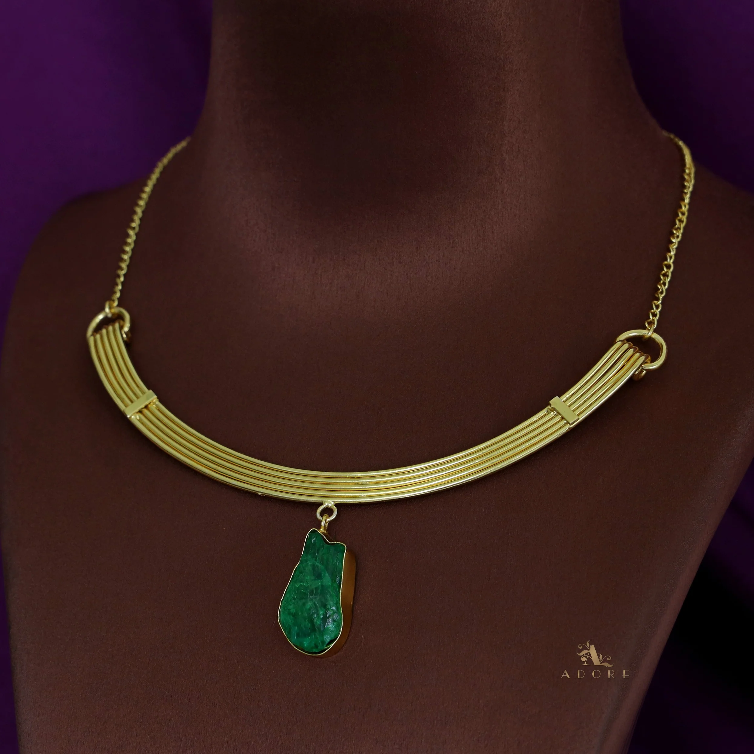 Golden 5 Layer Dyed Stone Short Neckpiece - Image 3