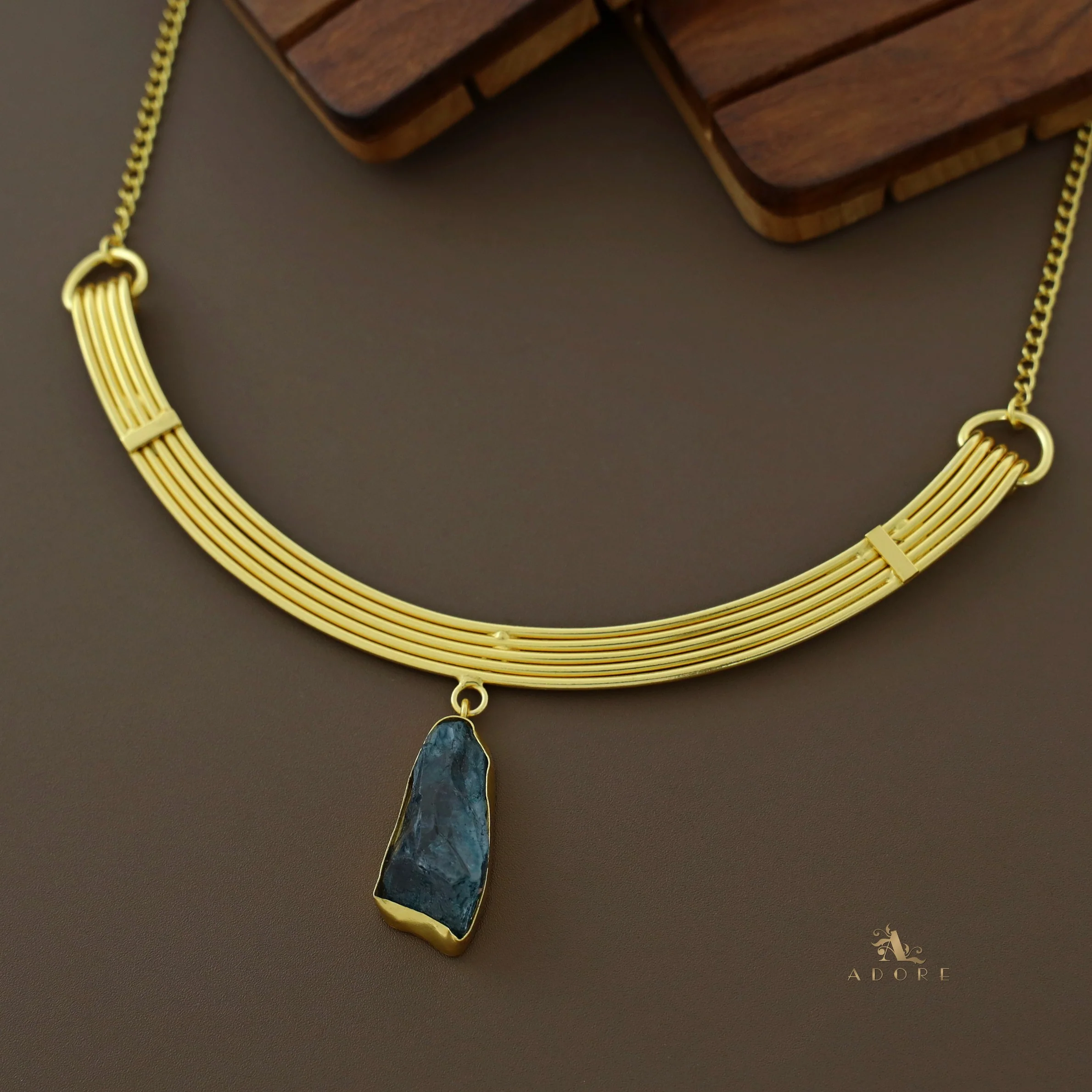 Golden 5 Layer Dyed Stone Short Neckpiece - Image 6