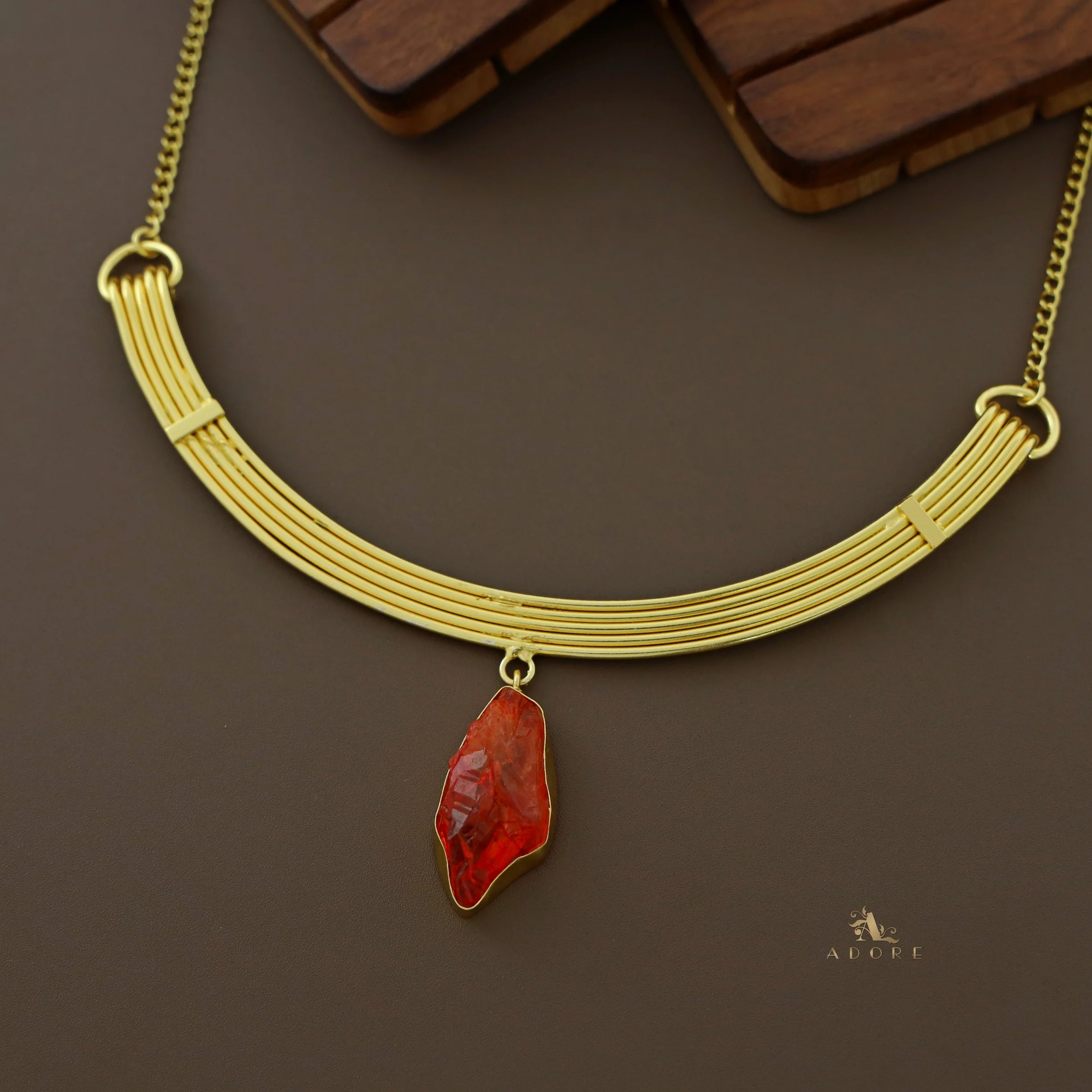 Golden 5 Layer Dyed Stone Short Neckpiece - Image 7